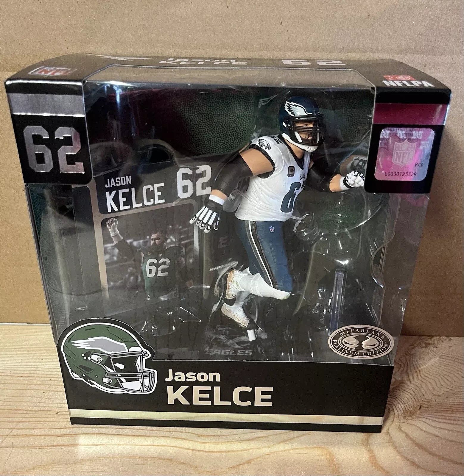 Jason Kelce Philadelphia Eagles NFL McFarlane Platinum Chase Figure In Hand - Sports Collectibles, Sports Memorabilia, Sports Fan Shop, Sports Gifts