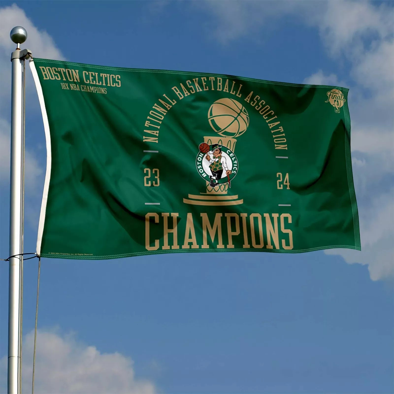 Boston Celtics 2023 2024 Champions Grommet Flag - Sports Collectibles, Sports Memorabilia, Sports Fan Shop, Sports Gifts