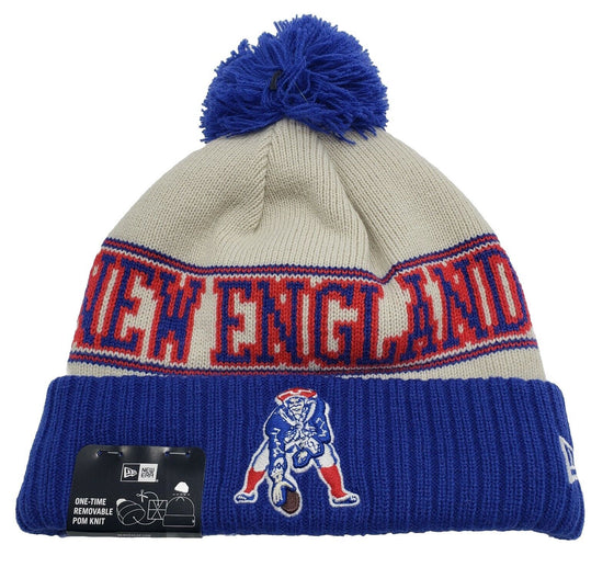New England Patriots Men's 2023 New Era Vintage Logo Cuffed Knit Pom Hat OSFM - 757 Sports Collectibles