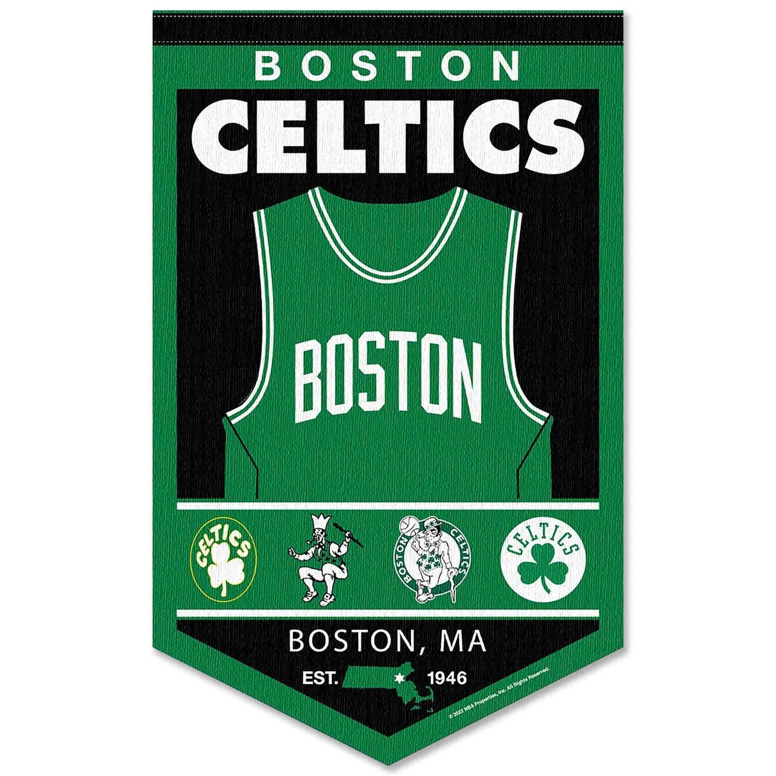 Boston Celtics History Heritage Logo Banner Flag - Sports Collectibles, Sports Memorabilia, Sports Fan Shop, Sports Gifts