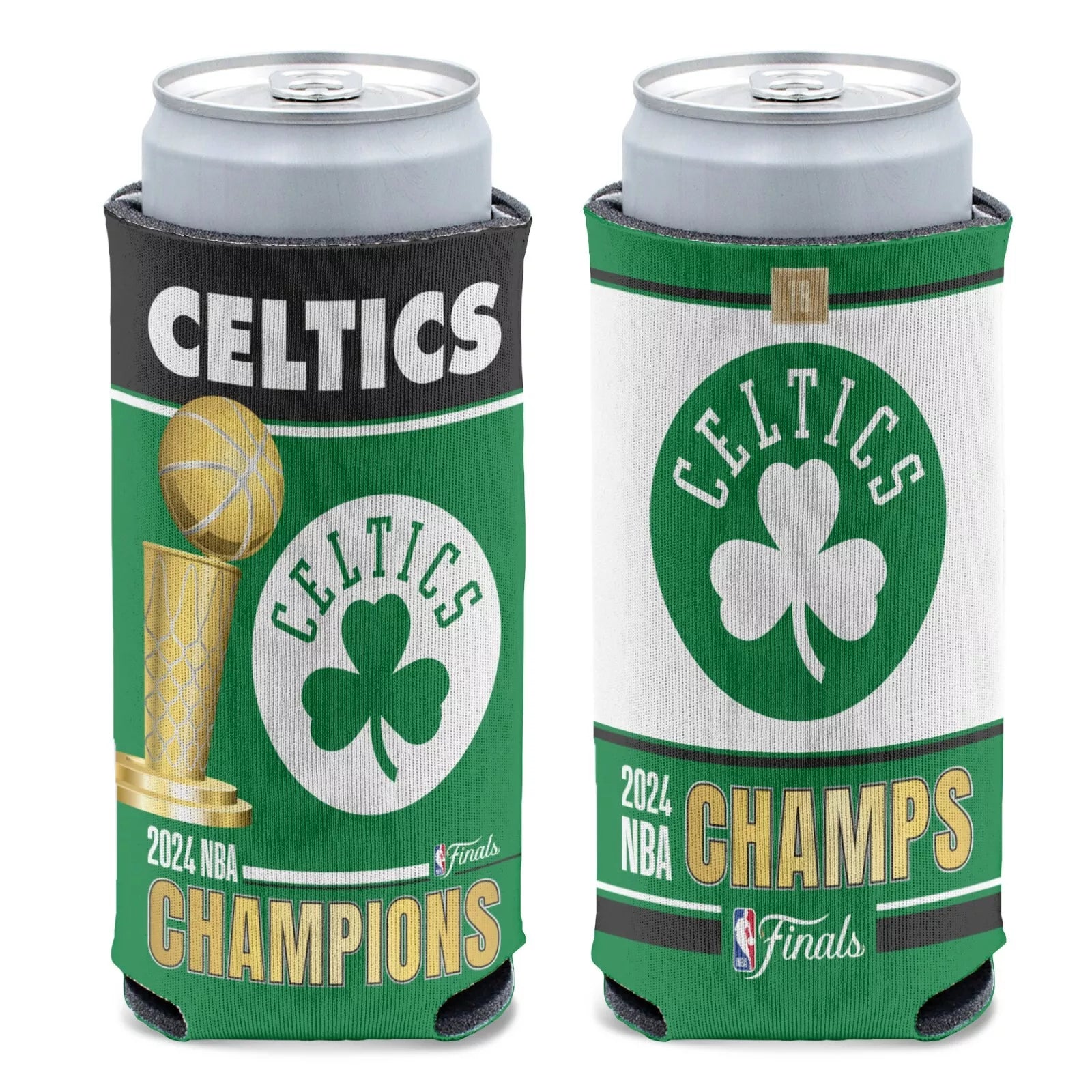 Boston Celtics 2024 NBA Champions 12oz Slim Double Sided Koozie - Sports Collectibles, Sports Memorabilia, Sports Fan Shop, Sports Gifts