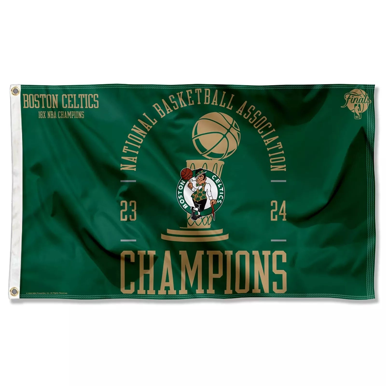 Boston Celtics 2023 2024 Champions Grommet Flag - Sports Collectibles, Sports Memorabilia, Sports Fan Shop, Sports Gifts
