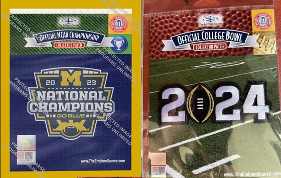 2023 2024 COLLEGE NATIONAL CHAMPIONSHIP 2 PATCH SET MICHIGAN WOLVERINES CHAMPION - 757 Sports Collectibles