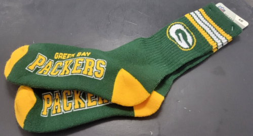 Green Bay Packer Logo & 4 Stripe Crew Socks NFL Football Unisex Size Large - 757 Sports Collectibles