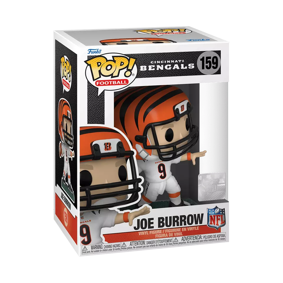 Funko Pop! NFL Bengals Joe Burrow (Away Uniform) Funko Pop! Vinyl Figure #159 - Sports Collectibles, Sports Memorabilia, Sports Fan Shop, Sports Gifts