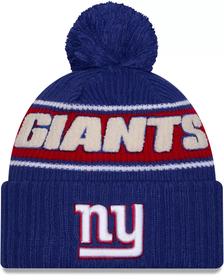 New York Giants New Era NFL 2024 Side Line Sport Knit Pom Hat - Sports Collectibles, Sports Memorabilia, Sports Fan Shop, Sports Gifts