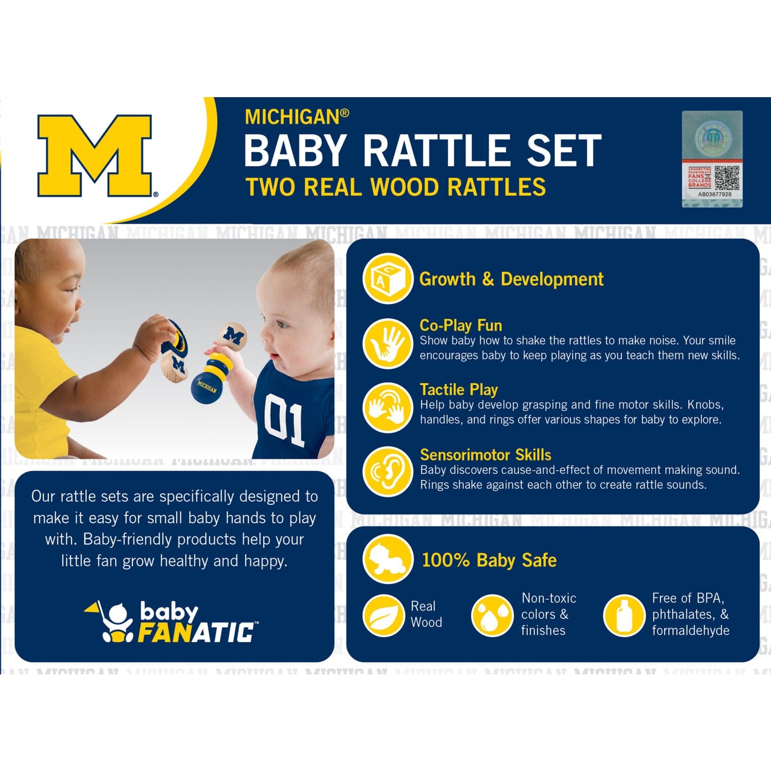 Michigan Wolverines Baby Rattles 2-Pack - Sports Gifts, Sports Memorabilia, Sports Collectibles, Fan Shop