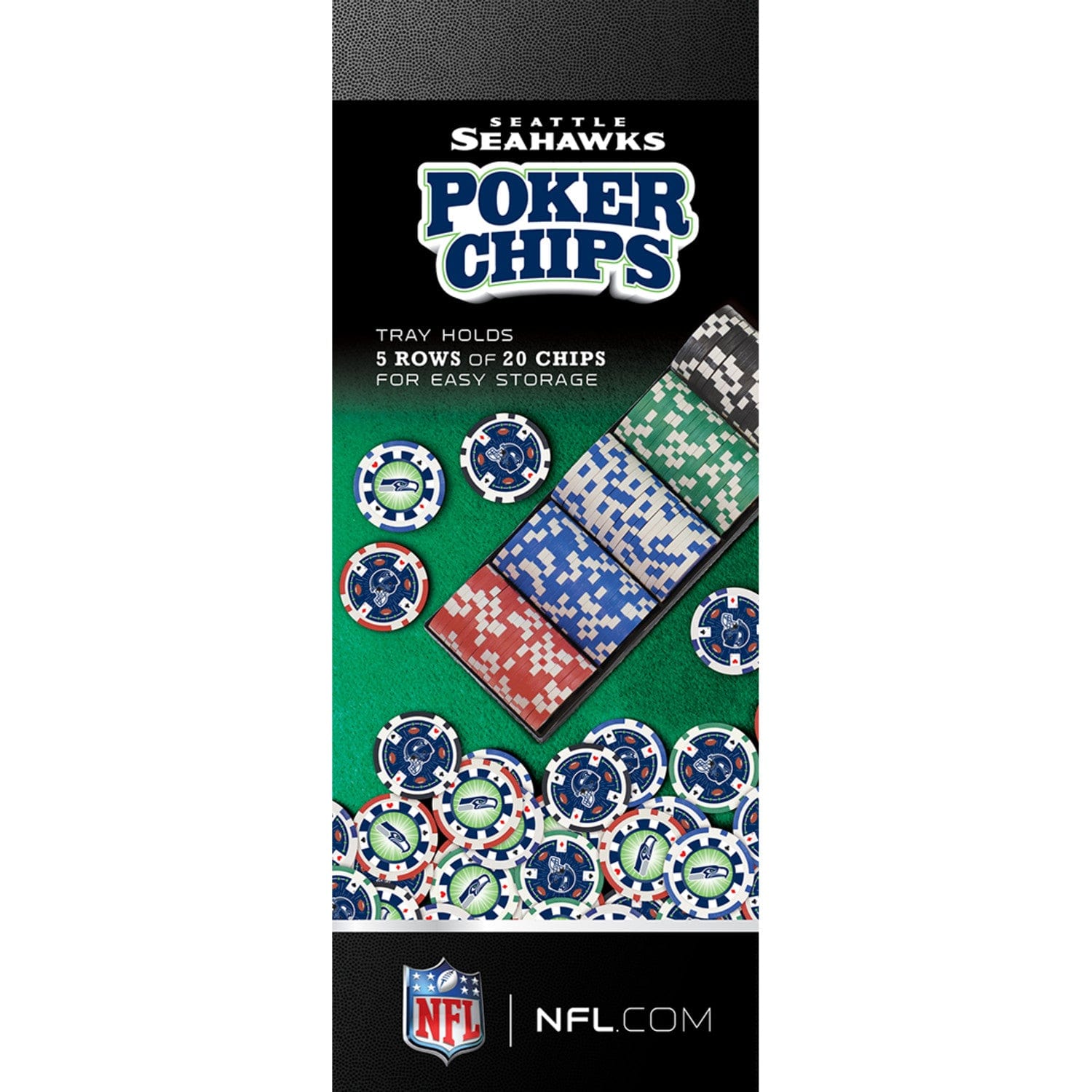 Seattle Seahawks 100 Piece Poker Chip Set - Sports Gifts, Sports Memorabilia, Sports Collectibles, Fan Shop