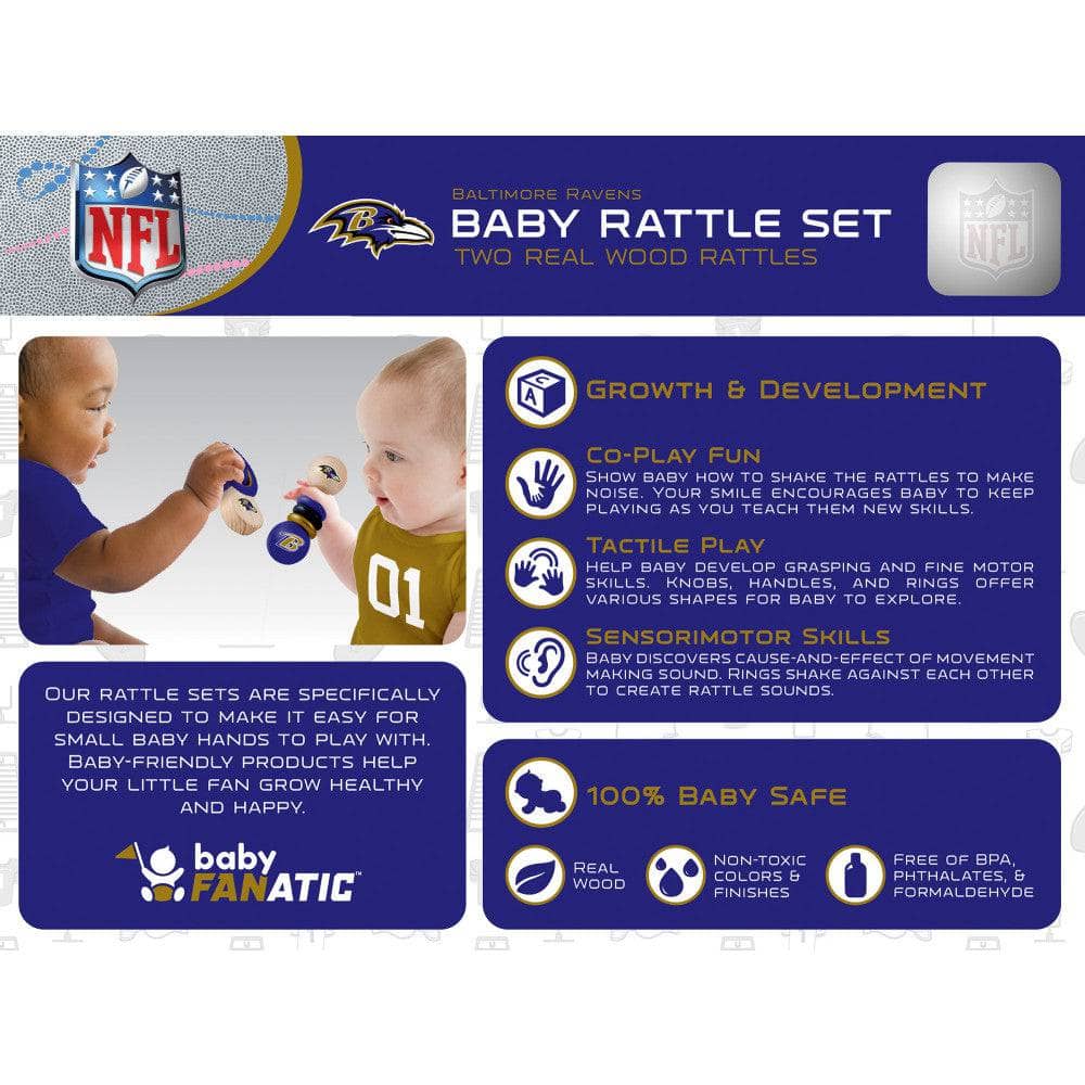 Baltimore Ravens Baby Rattles 2-Pack - Perfect for Little Fans! - Sports Gifts, Sports Memorabilia, Sports Collectibles, Fan Shop