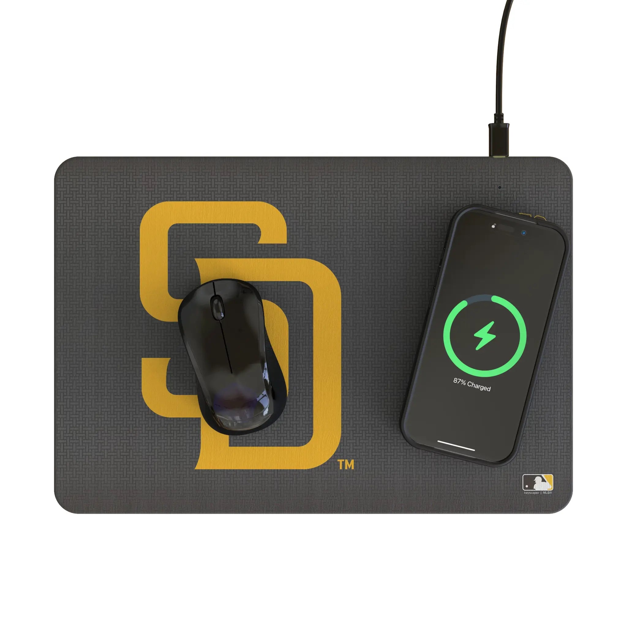 San Diego Padres Linen 15-Watt Wireless Charger and Mouse Pad