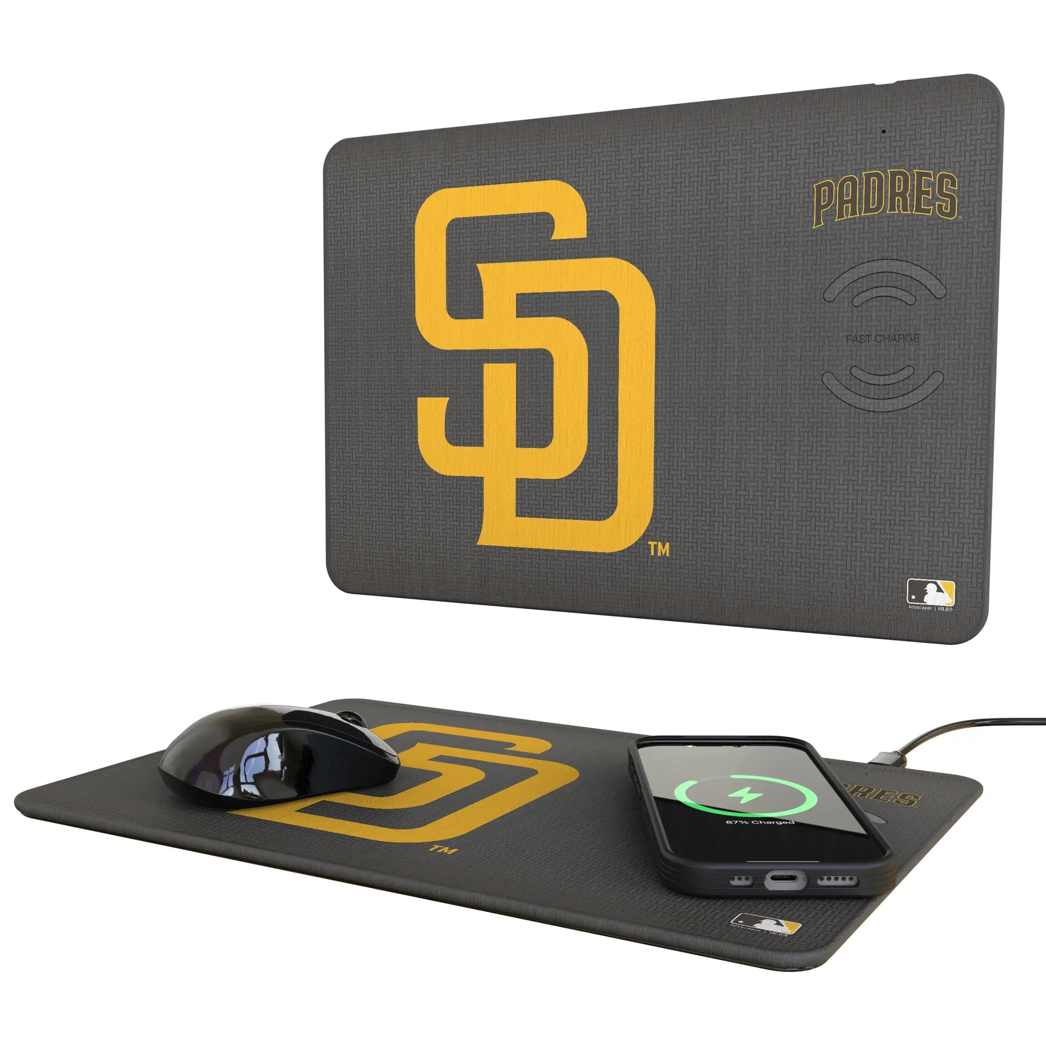 San Diego Padres Linen 15-Watt Wireless Charger and Mouse Pad