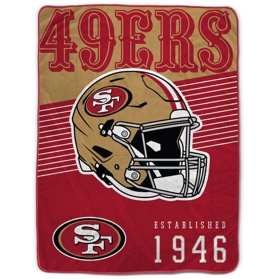 San Francisco 49ers 60" x 80" Helmet Stripes Royal Plush Blanket - Sports Collectibles, Sports Memorabilia, Sports Fan Shop, Sports Gifts