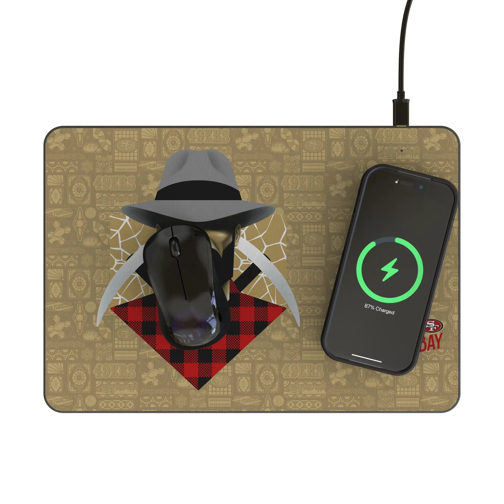 San Francisco 49ers 2024 Edition 15-Watt Wireless Charger and Mouse Pad