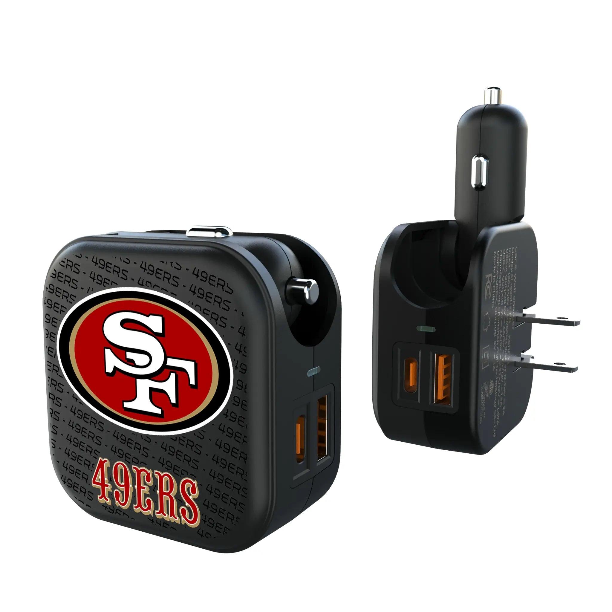San Francisco 49ers Text Backdrop 2 in 1 USB A/C Charger