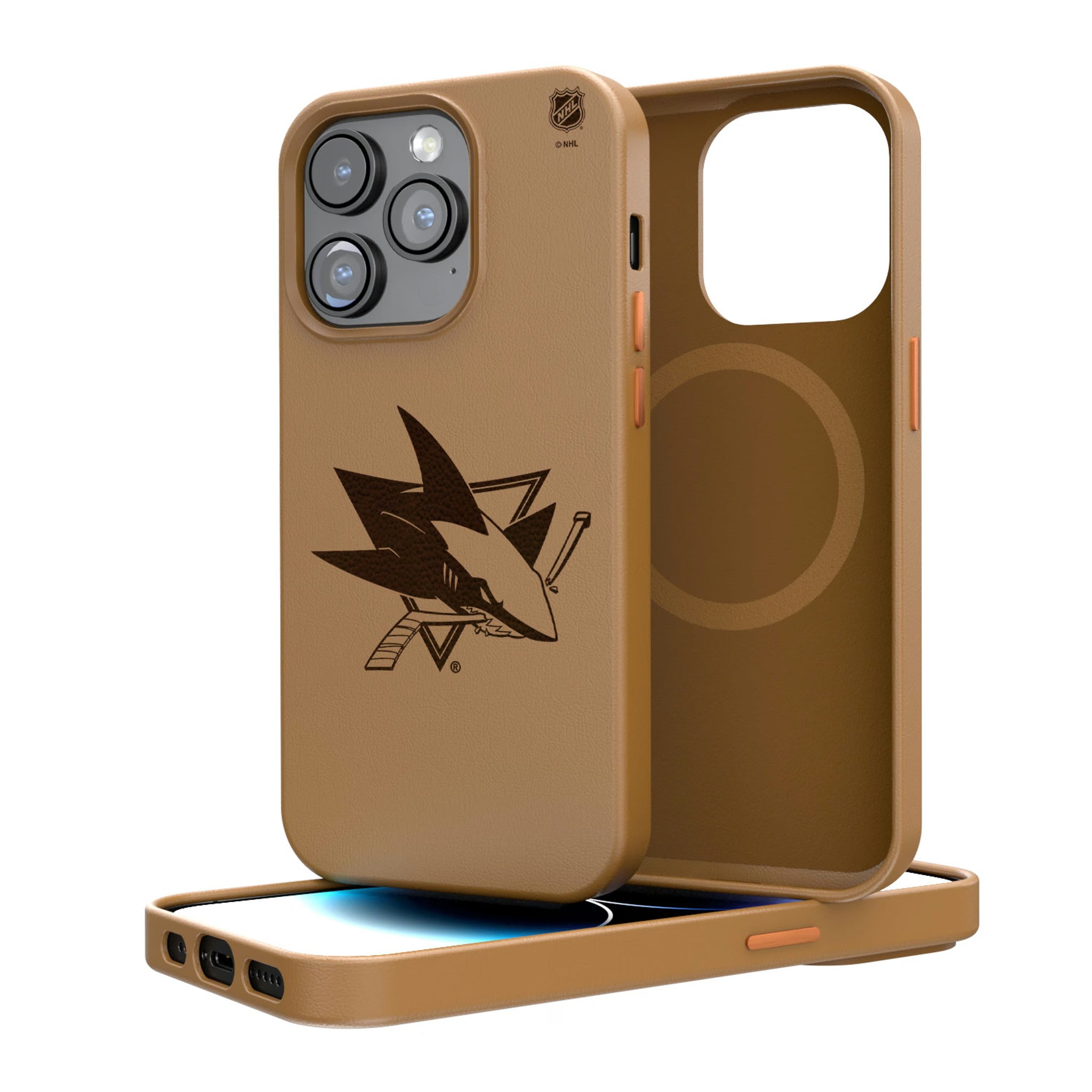 San Jose Sharks Woodburned Brown Magnetic Case - Sports Gifts, Sports Memorabilia, Sports Collectibles, Fan Shop