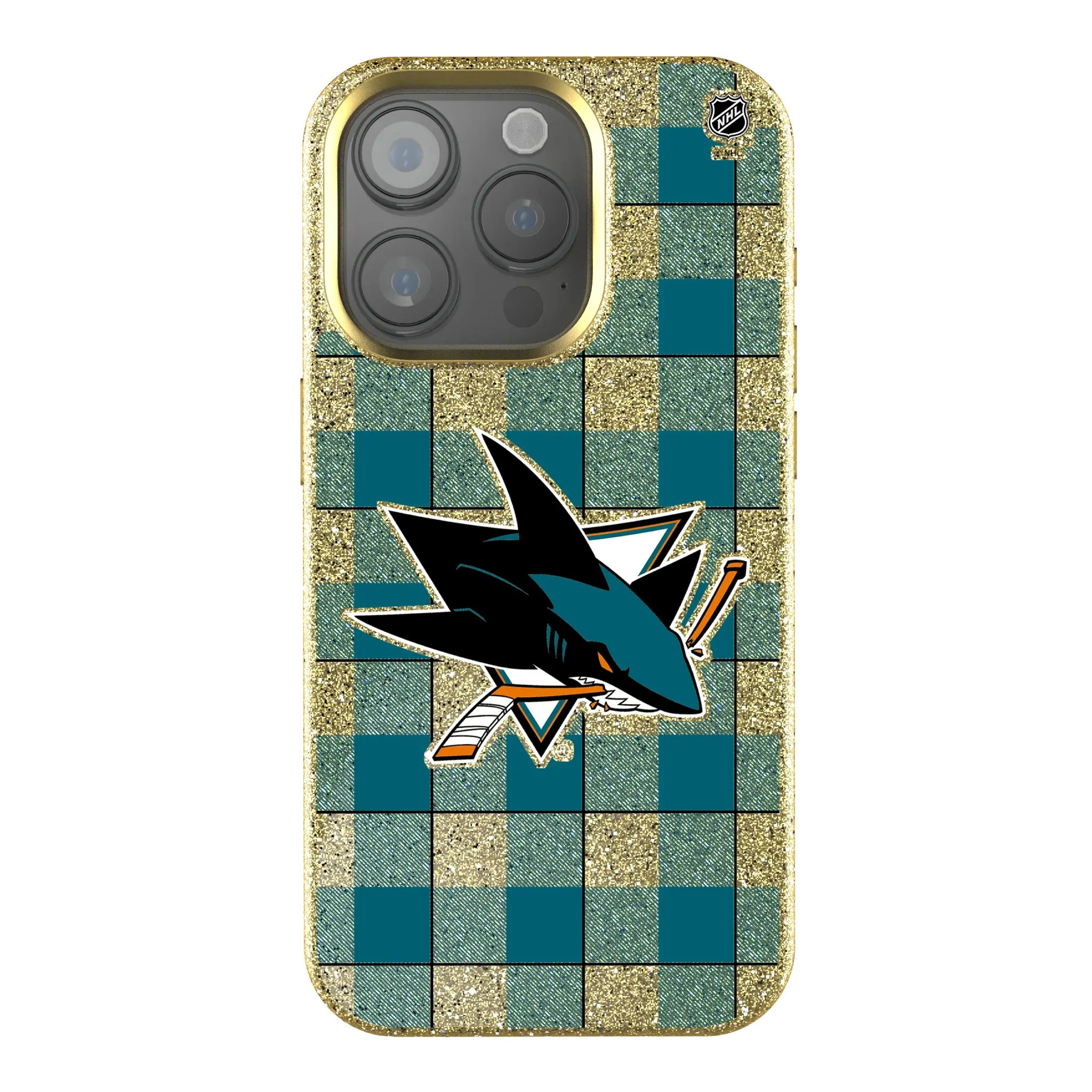 San Jose Sharks Plaid Bling Phone Case