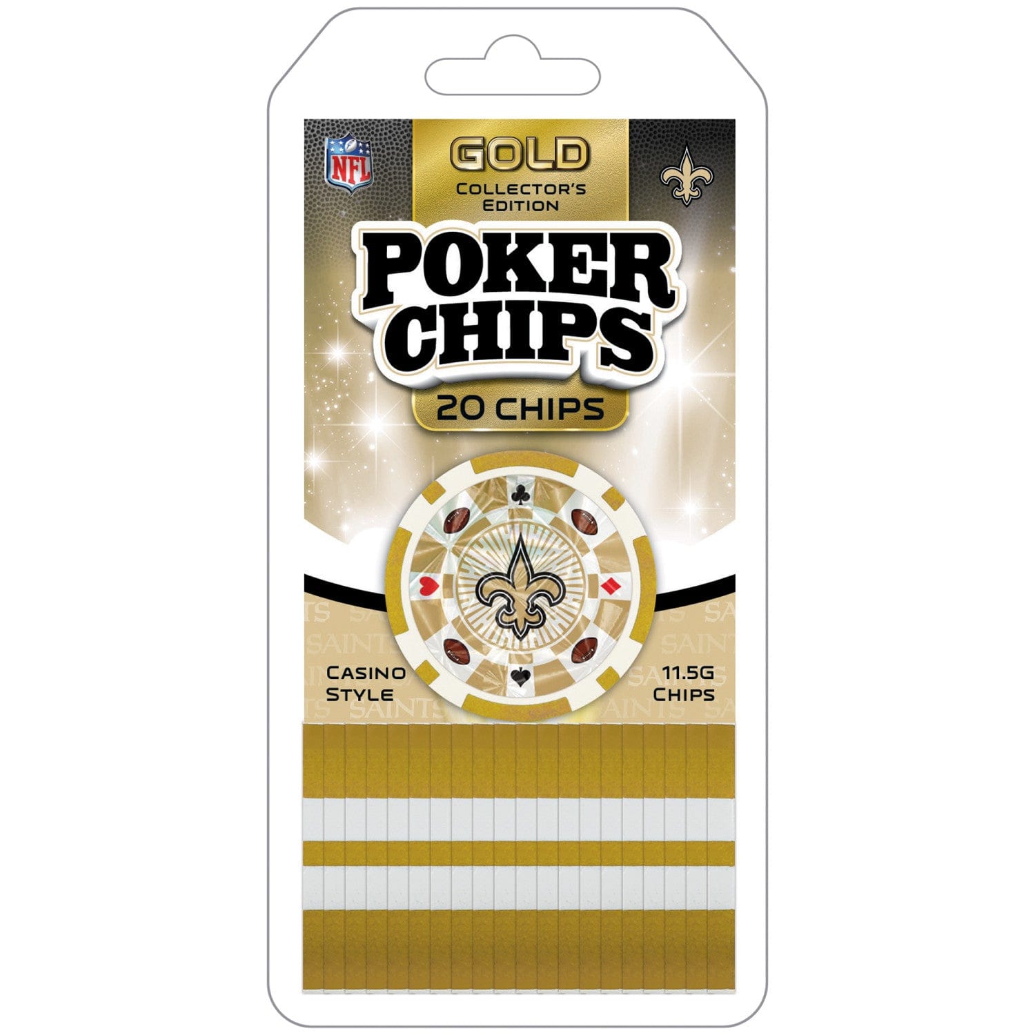 New Orleans Saints 20 Piece Poker Chip Set - Sports Gifts, Sports Memorabilia, Sports Collectibles, Fan Shop