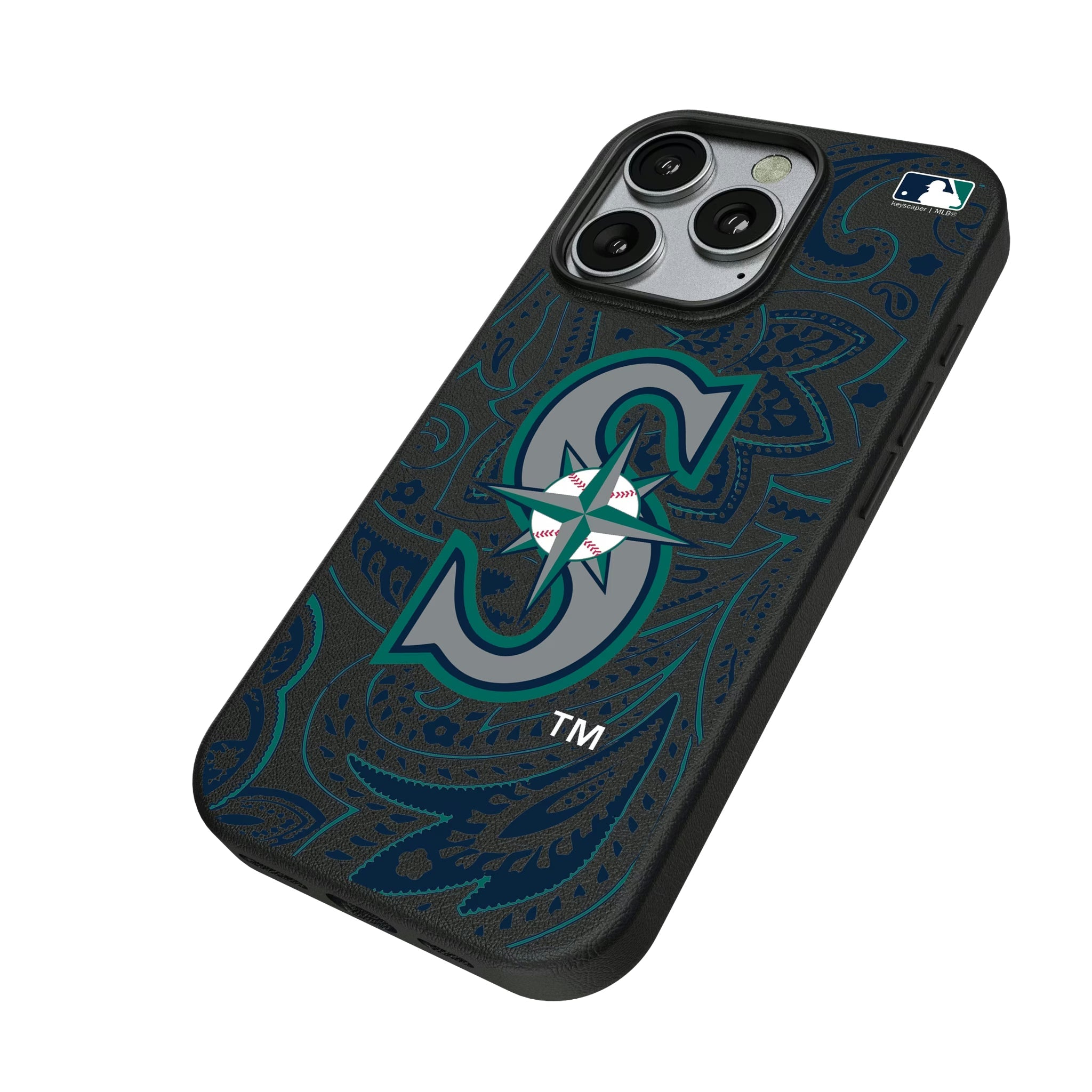 Seattle Mariners Paisley MagSafe Compatible Phone Case for Apple iPhone - Sports Gifts, Sports Memorabilia, Sports Collectibles, Fan Shop