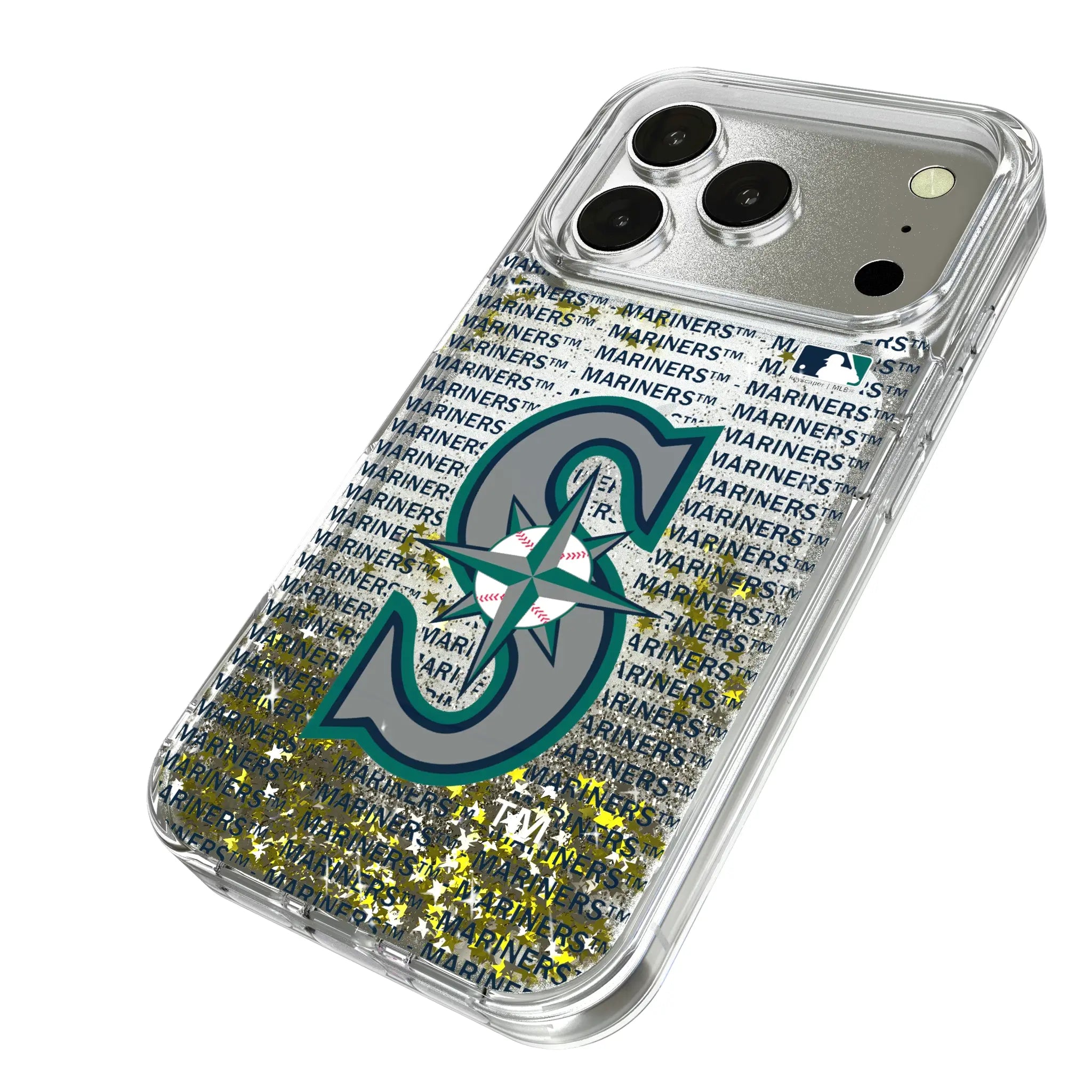 Seattle Mariners Text Backdrop Glitter Phone Case