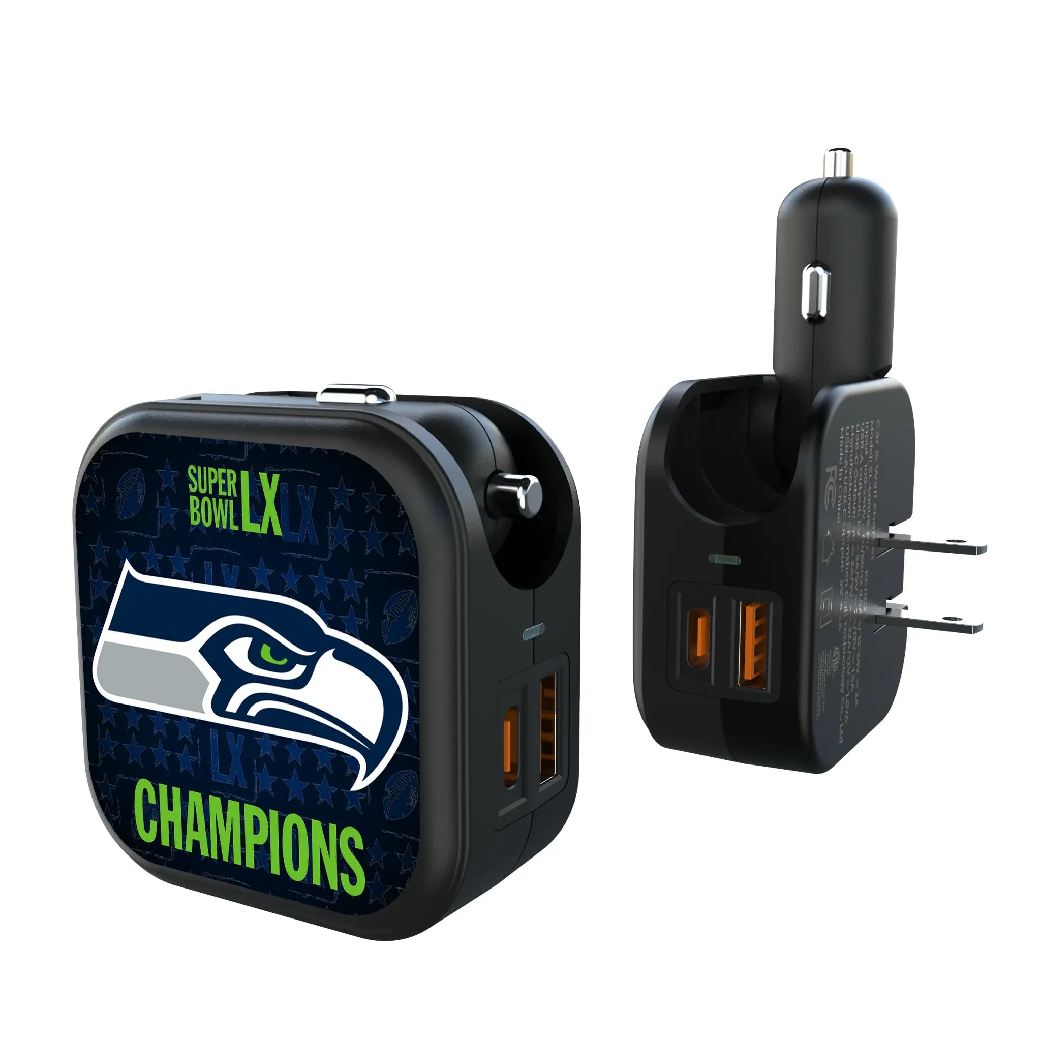 Seattle Seahawks 2026 Super Bowl 2 in 1 USB A/C Charger