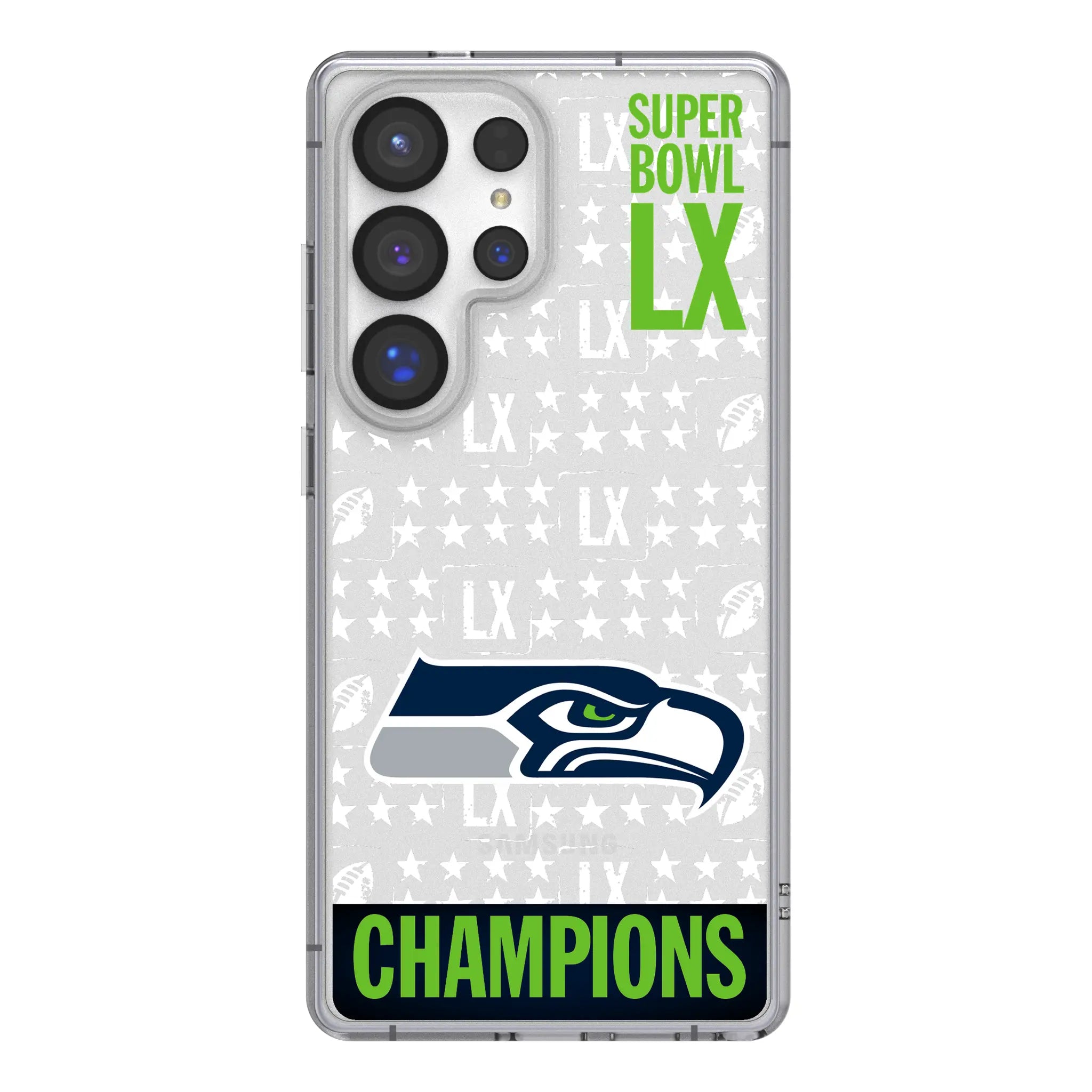Seattle Seahawks 2026 Super Bowl Clear Phone Case for Samsung Galaxy