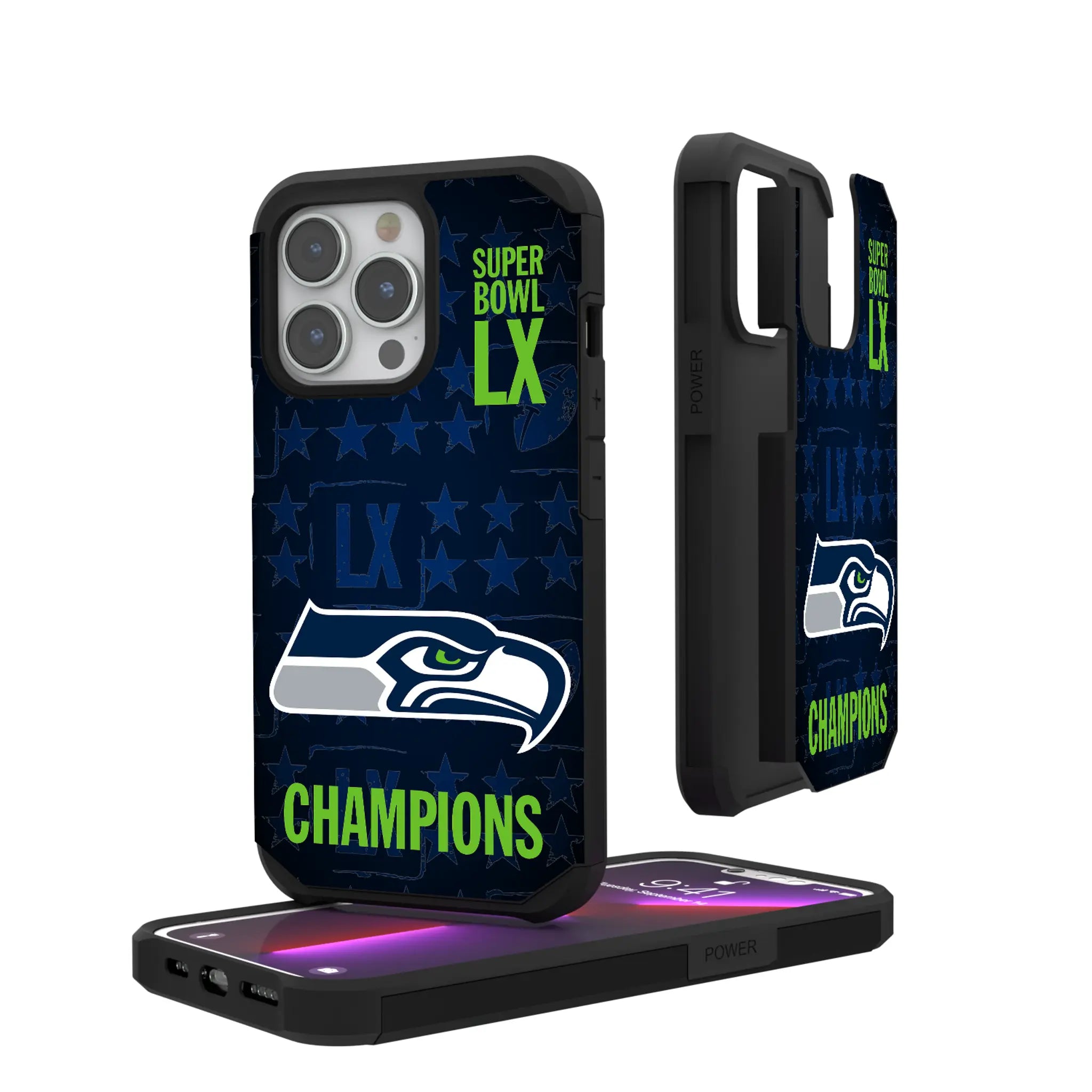 Seattle Seahawks 2026 Super Bowl Rugged Phone Case for Apple iPhone