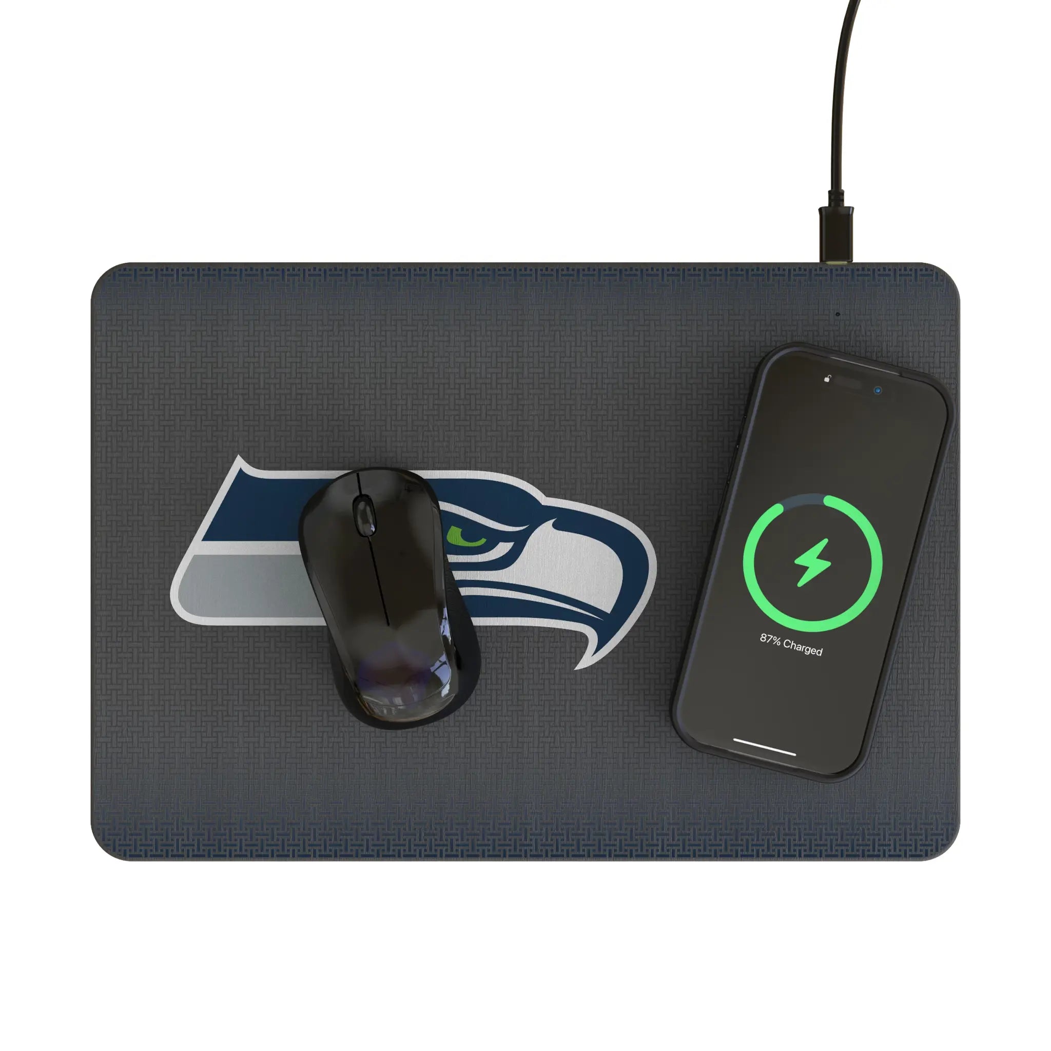 Seattle Seahawks Linen 15-Watt Wireless Charger and Mouse Pad