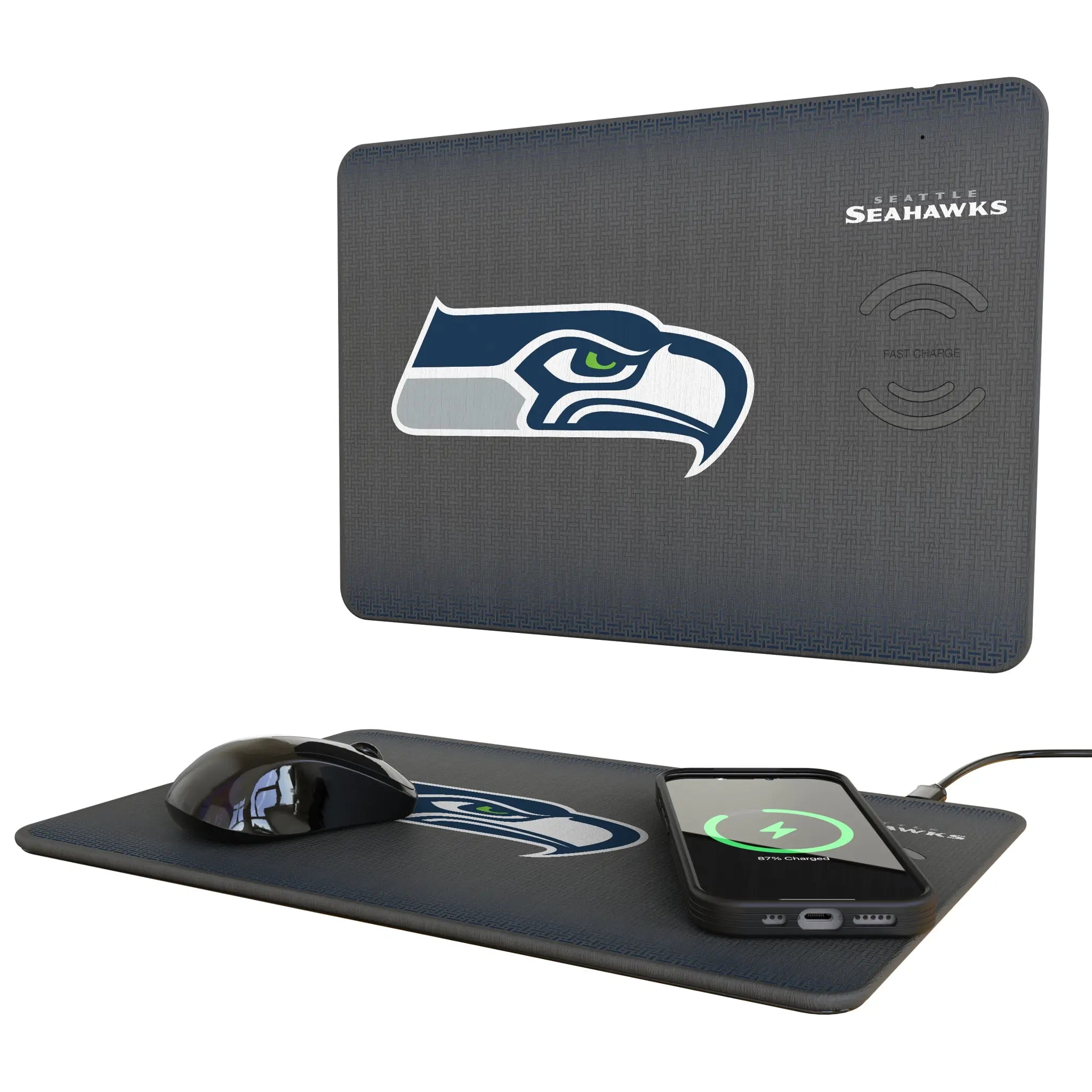 Seattle Seahawks Linen 15-Watt Wireless Charger and Mouse Pad