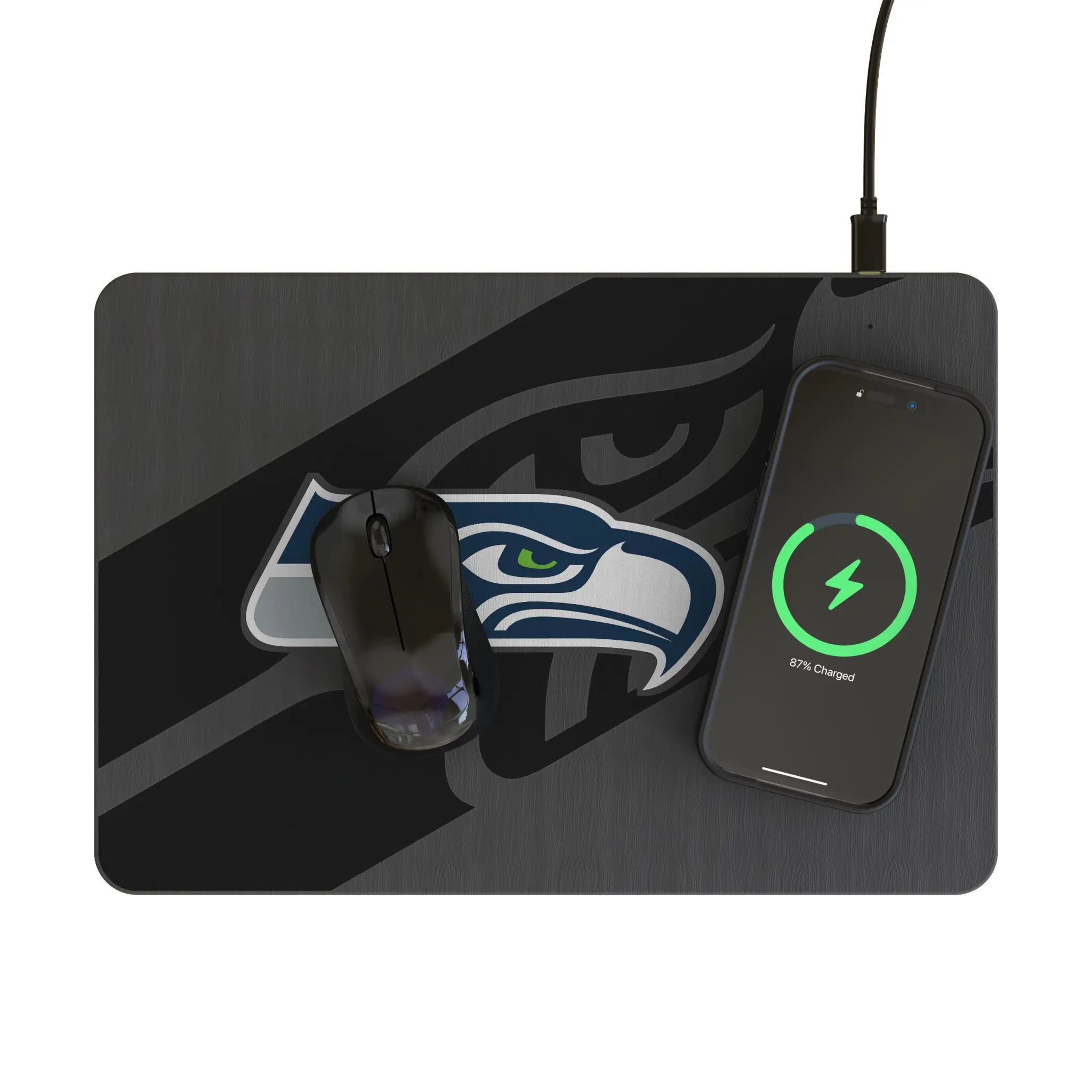 Seattle Seahawks Monocolor Tilt 15-Watt Wireless Charger and Mouse Pad