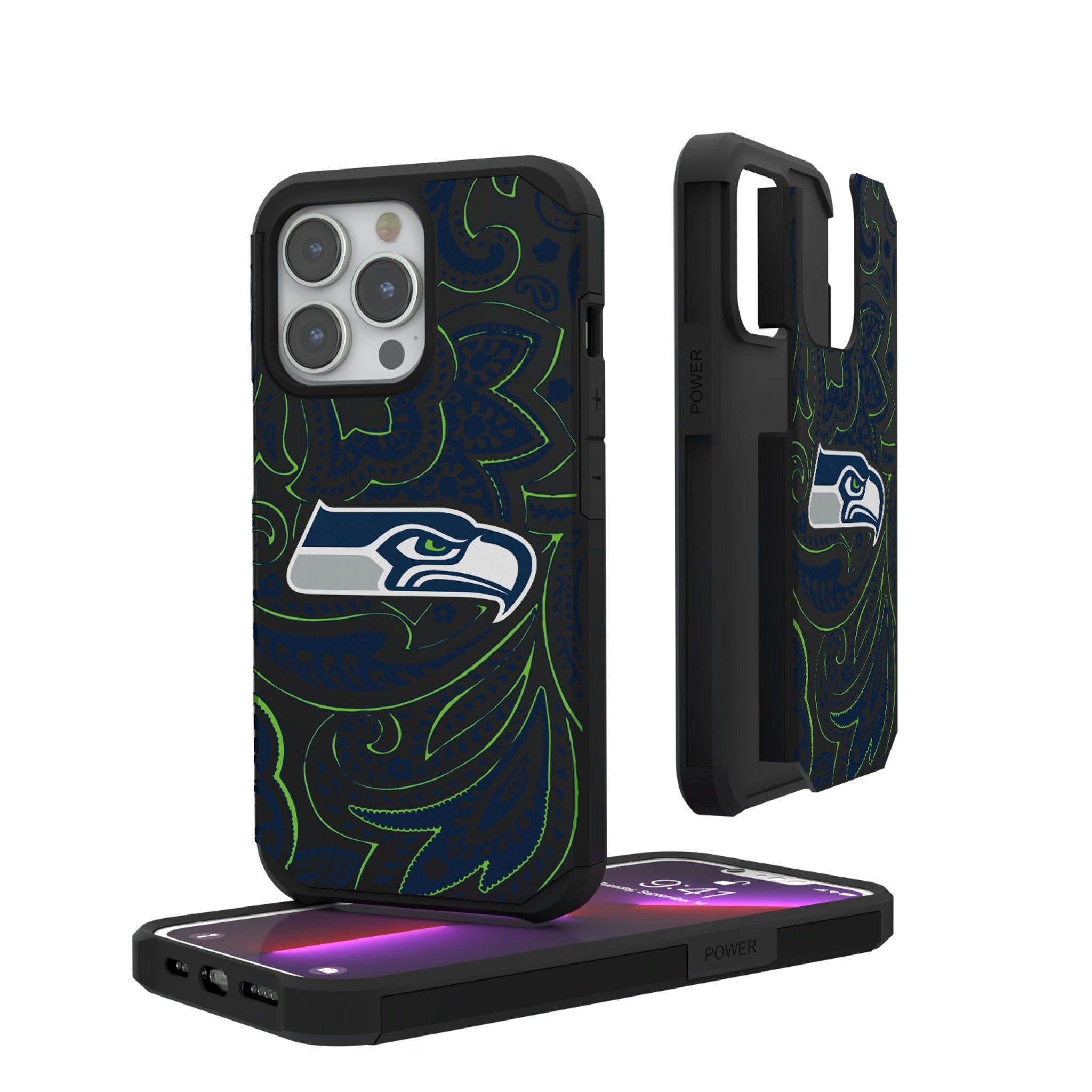 Seattle Seahawks Paisley Rugged Phone Case - Sports Gifts, Sports Memorabilia, Sports Collectibles, Fan Shop