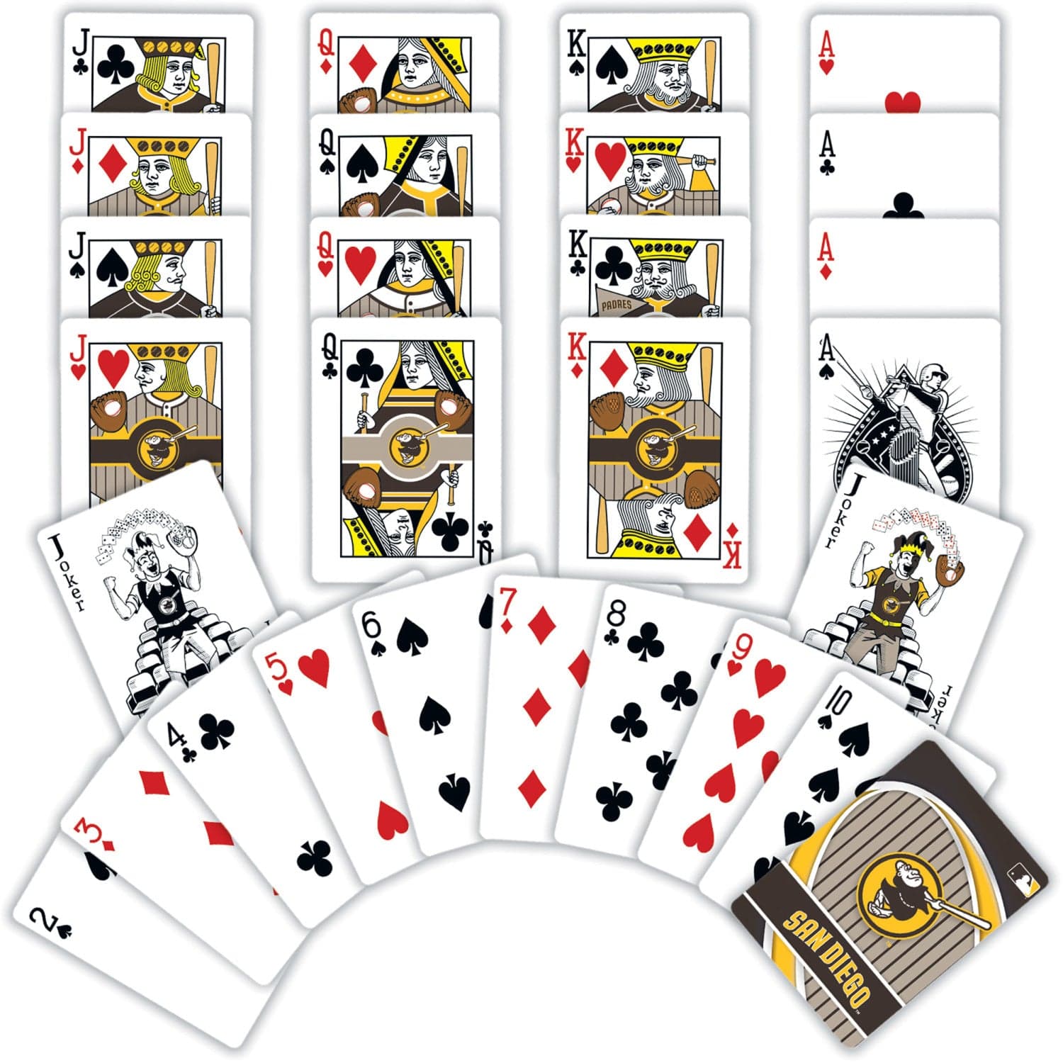 San Diego Padres Friar Playing Cards - Complete 54 Card Deck - Sports Gifts, Sports Memorabilia, Sports Collectibles, Fan Shop
