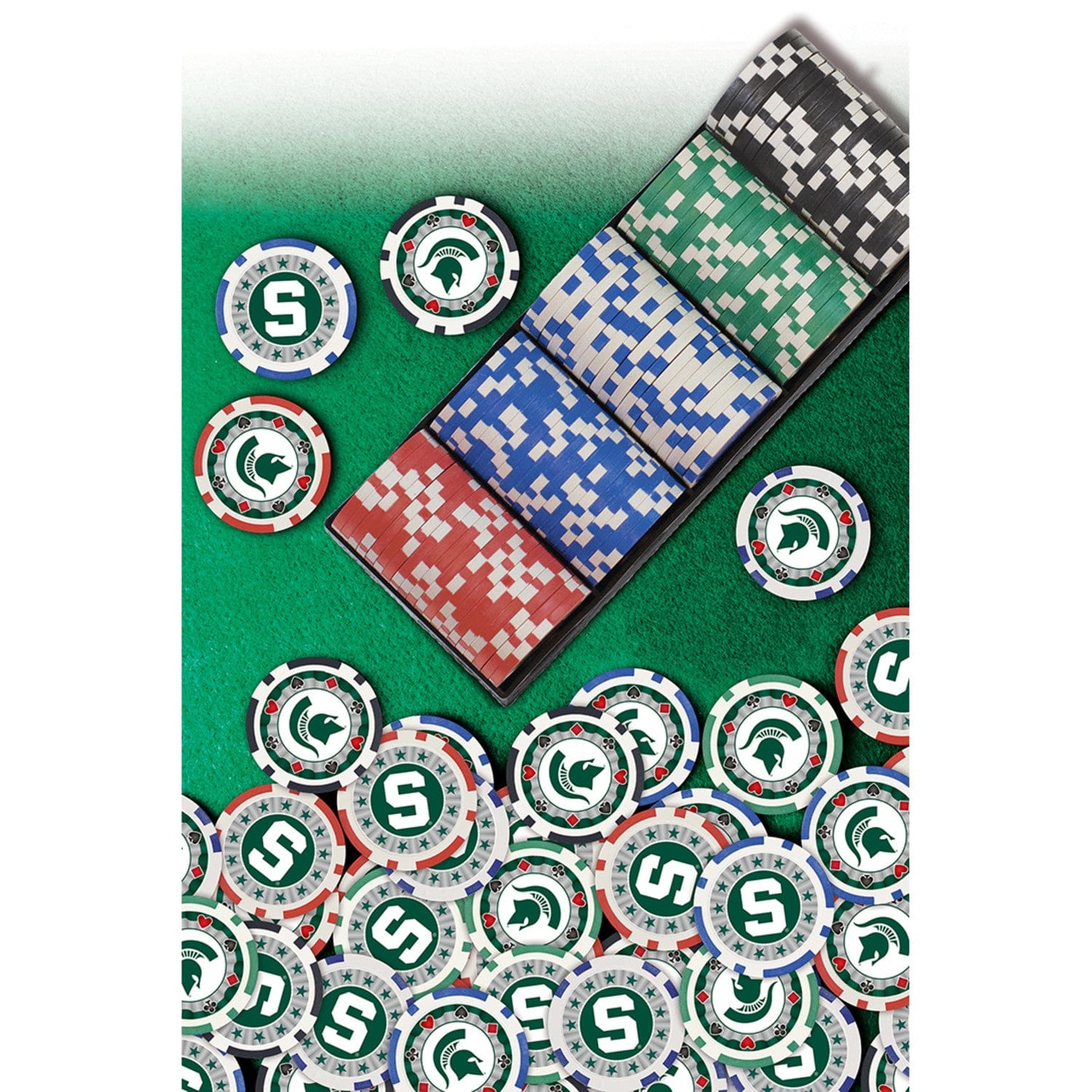Michigan State Spartans 100 Piece Poker Chip Set - Sports Gifts, Sports Memorabilia, Sports Collectibles, Fan Shop