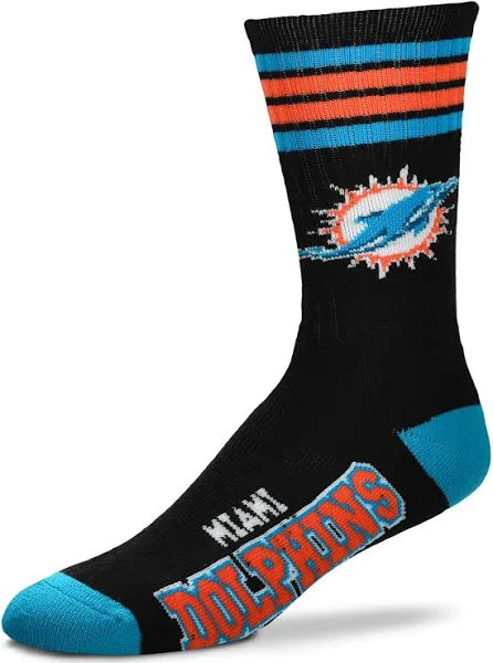 Miami Dolphins 4 Stripe Deuce Socks - 757 Sports Collectibles