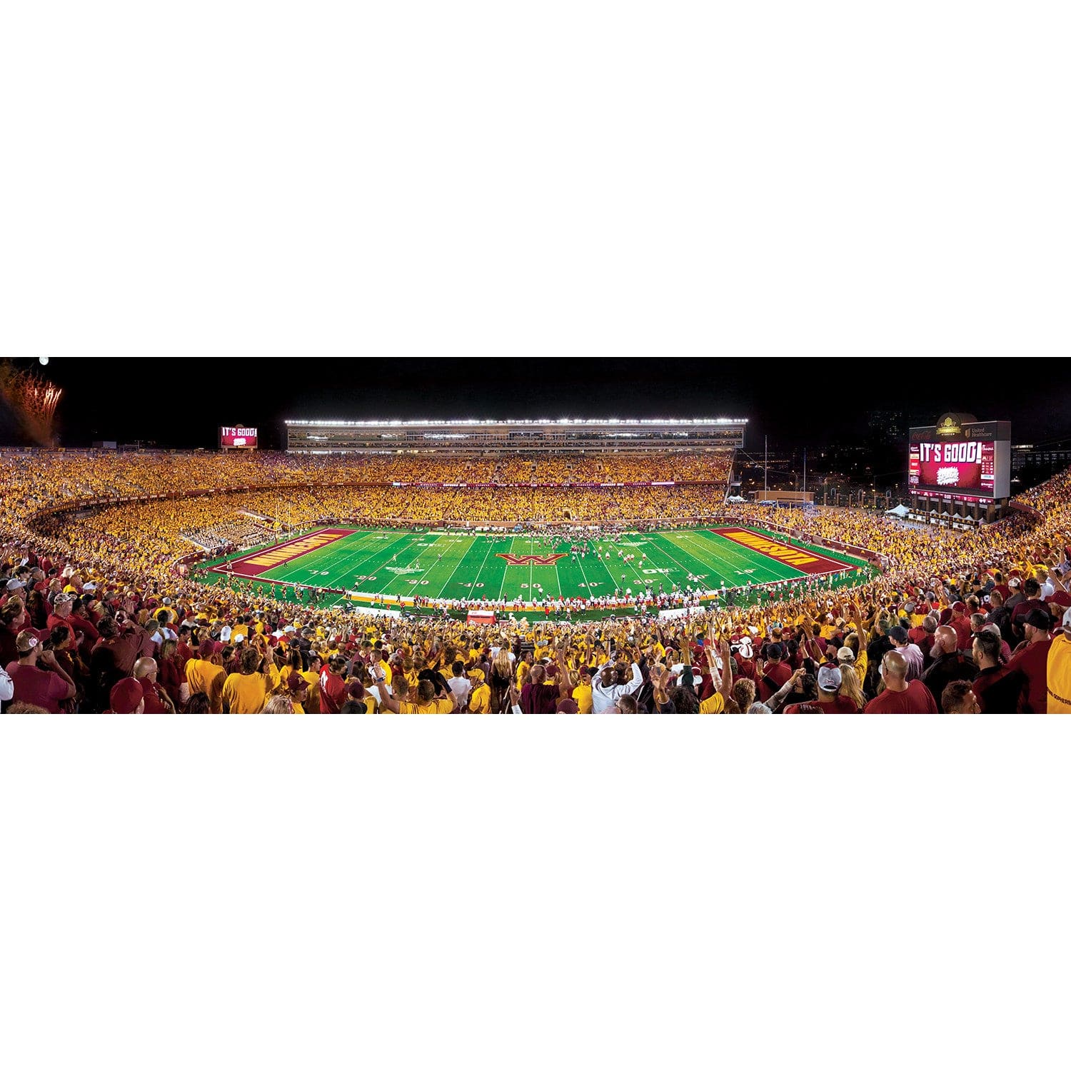 Minnesota Golden Gophers - 1000 Piece Panoramic Jigsaw Puzzle - Nighttime