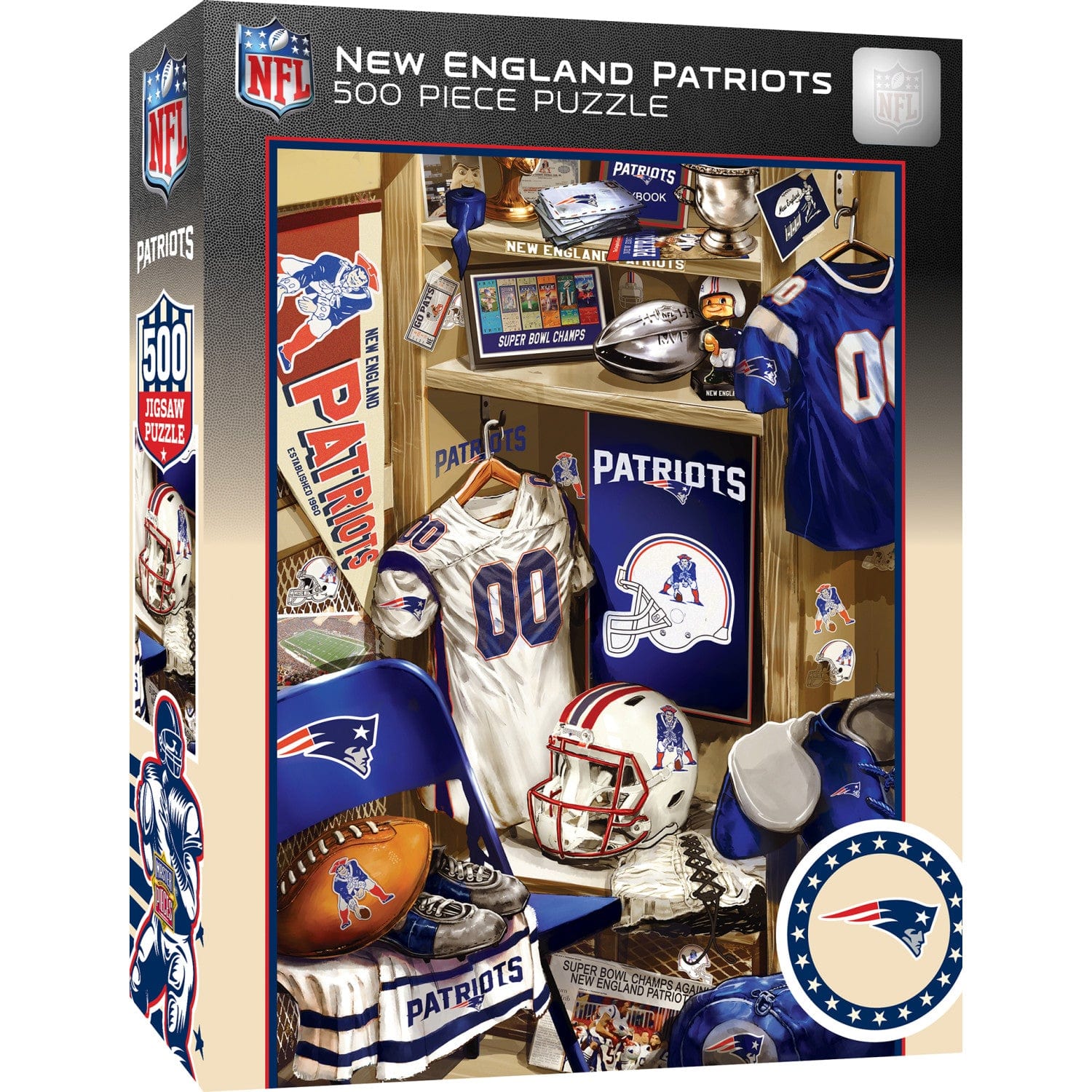 New England Patriots Locker Room 500 Piece Jigsaw Puzzle - Sports Gifts, Sports Memorabilia, Sports Collectibles, Fan Shop