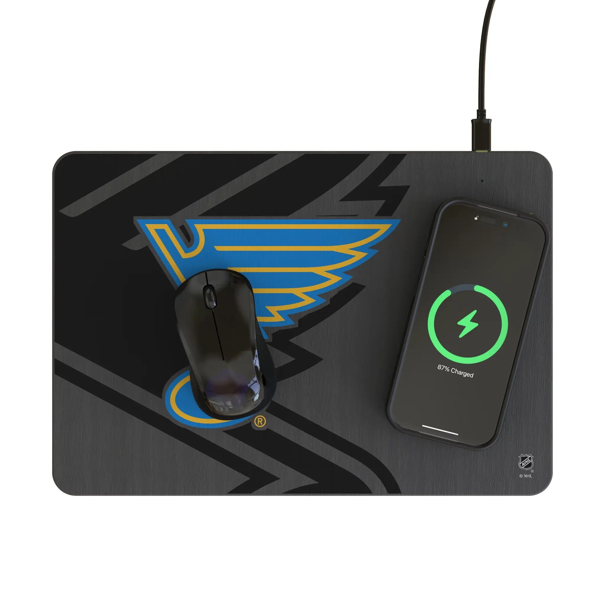 St. Louis Blues Monocolor Tilt 15-Watt Wireless Charger and Mouse Pad