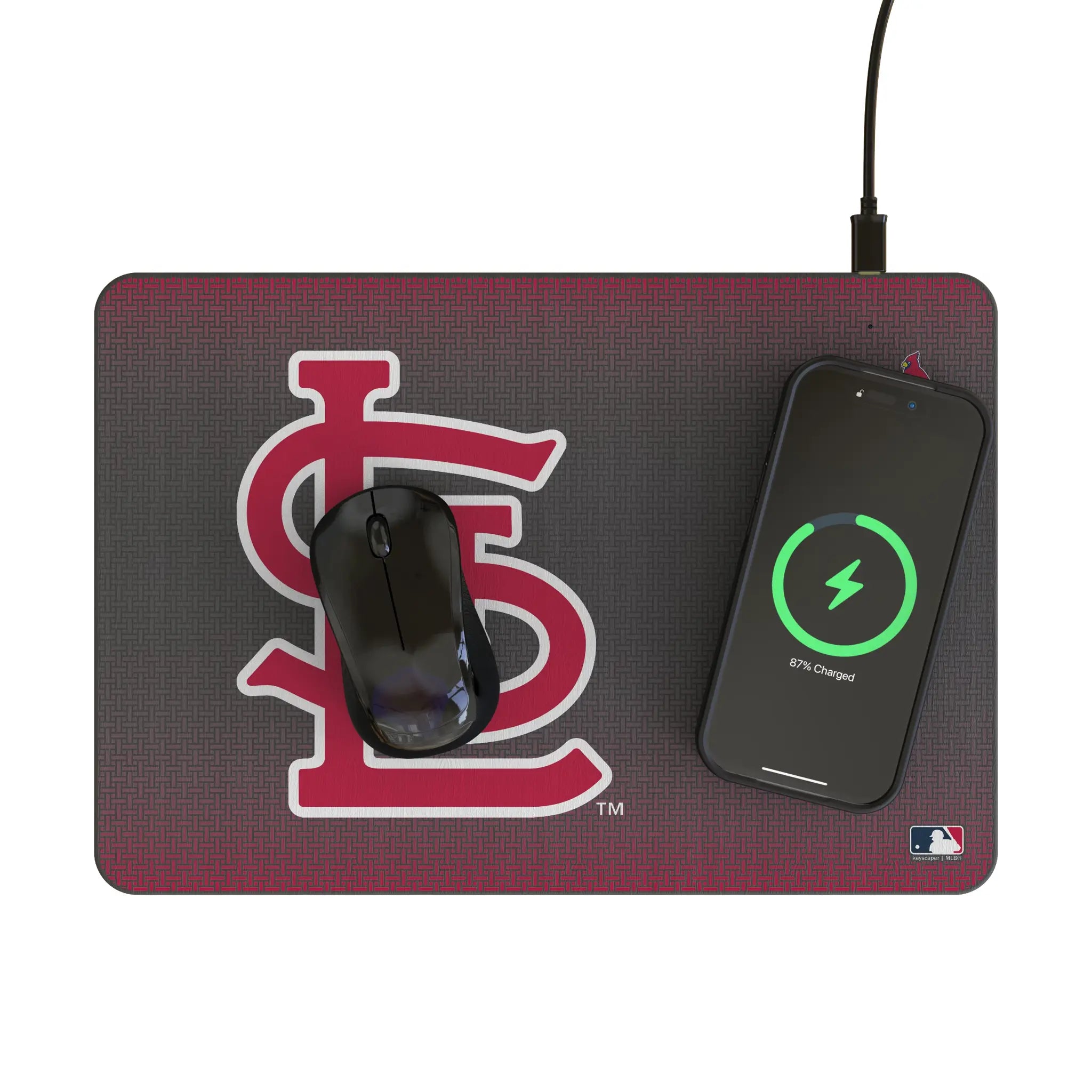 St Louis Cardinals Linen 15-Watt Wireless Charger and Mouse Pad