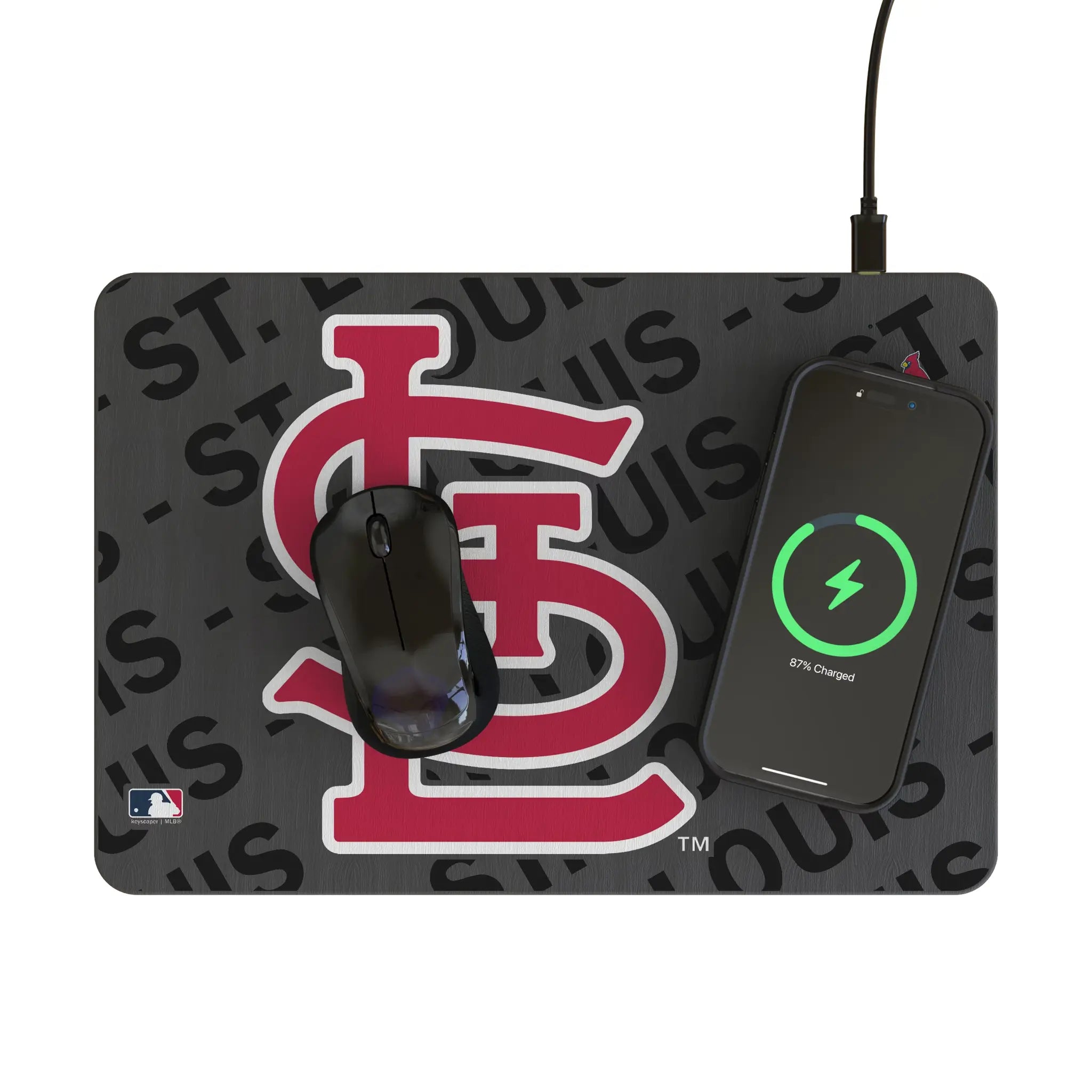 St Louis Cardinals Monocolor Tilt 15-Watt Wireless Charger and Mouse Pad
