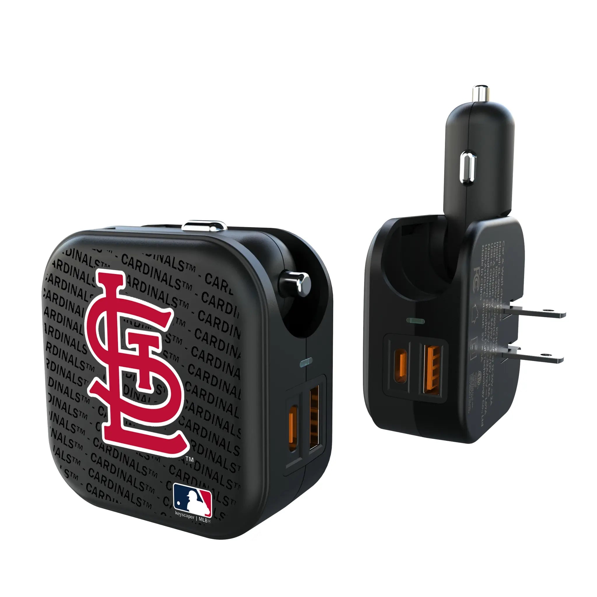 St Louis Cardinals Text Backdrop 2 in 1 USB A/C Charger