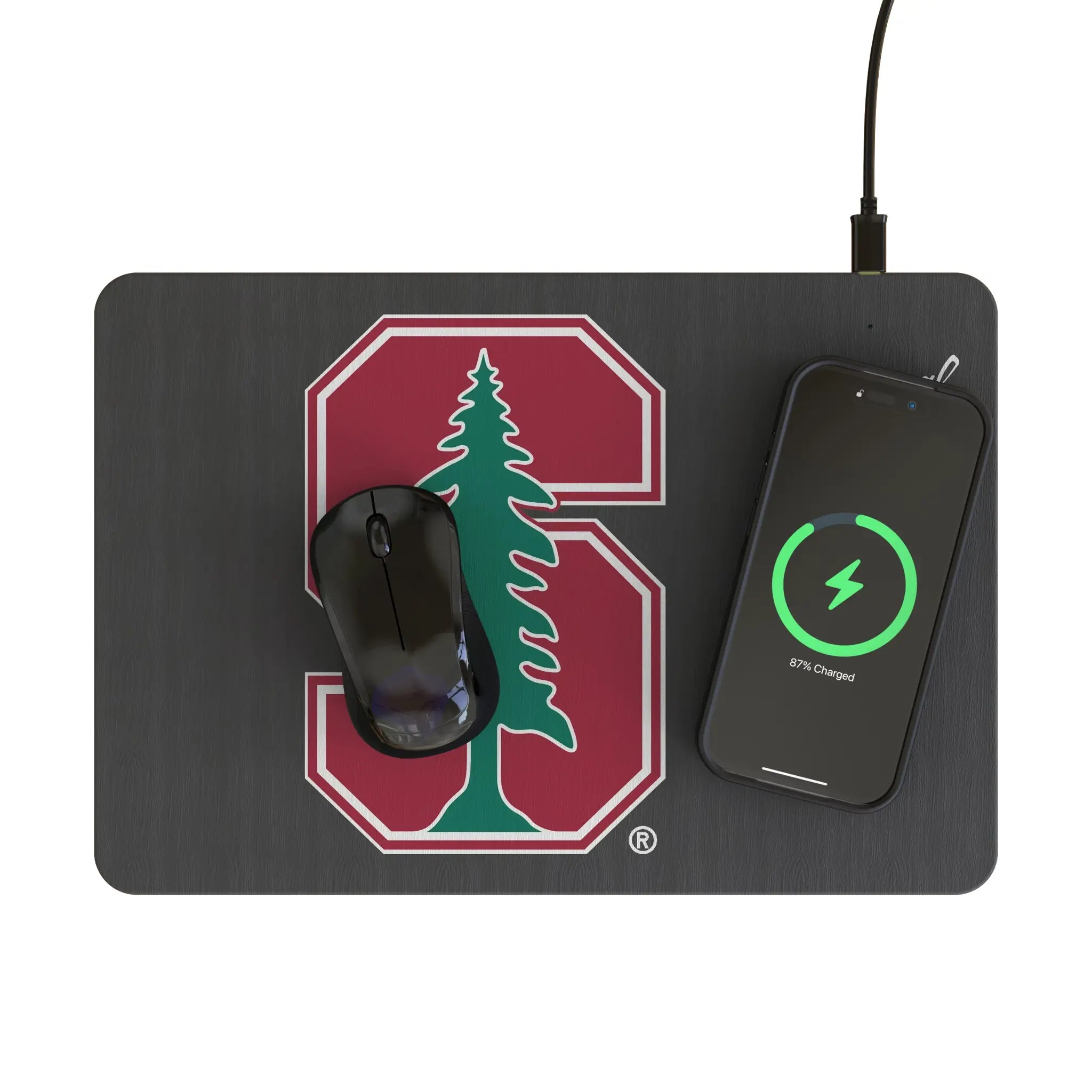 Stanford University Cardinal Monocolor Tilt 15-Watt Wireless Charger and Mouse Pad