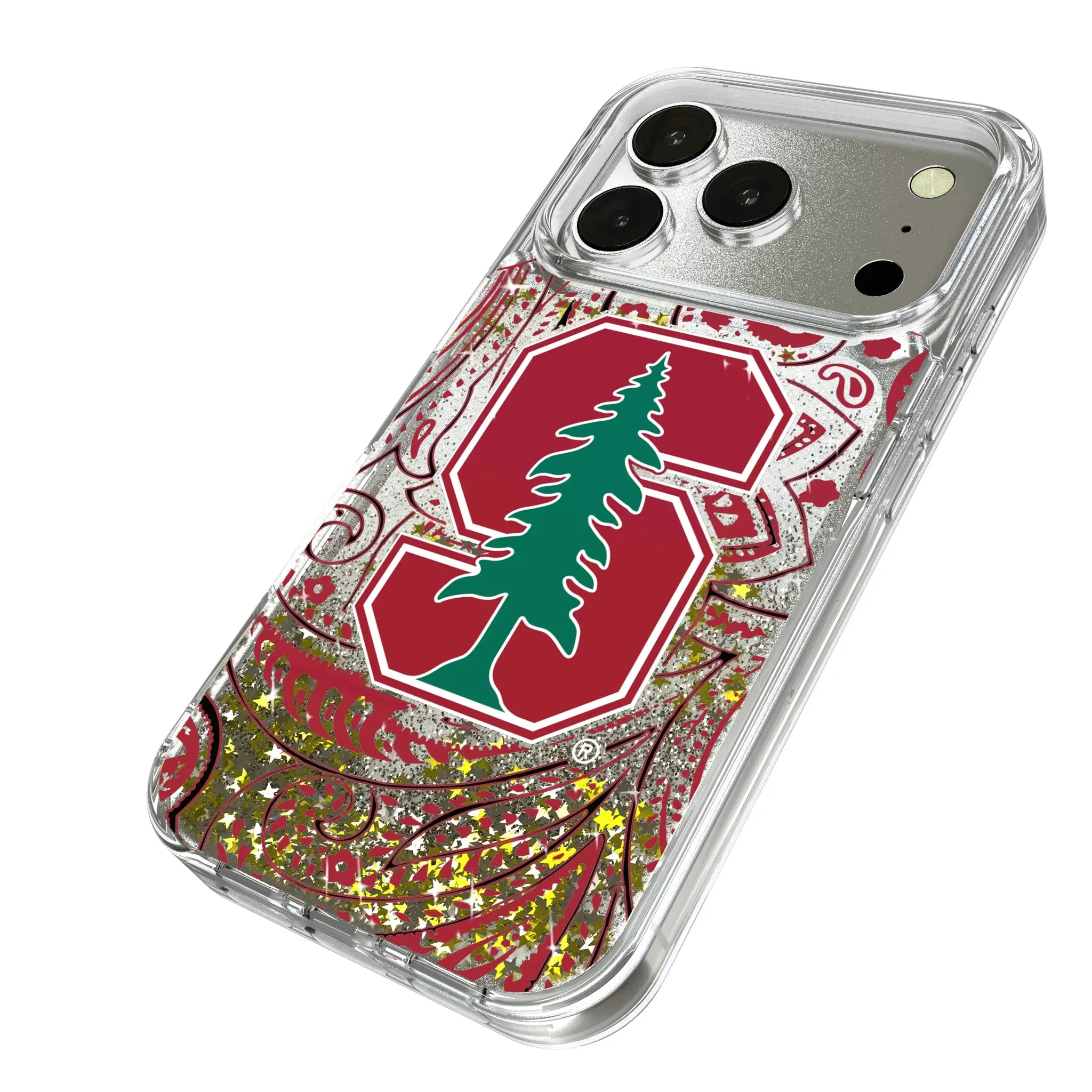 Stanford University Cardinal Paisley Glitter Phone Case