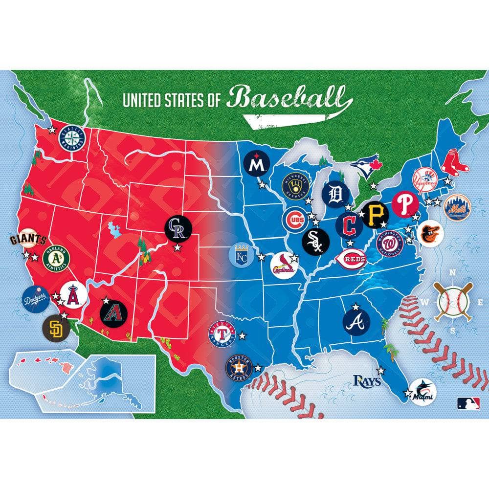 500-Piece Jigsaw Puzzle of MLB League Map - Sports Gifts, Sports Memorabilia, Sports Collectibles, Fan Shop