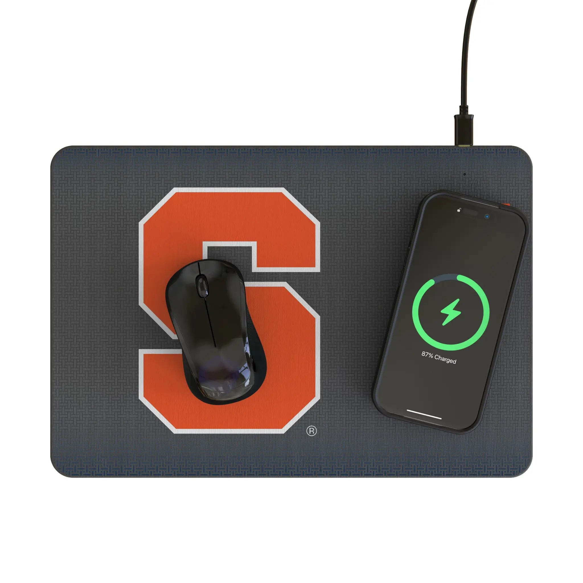 Syracuse University Orange Linen 15-Watt Wireless Charger and Mouse Pad