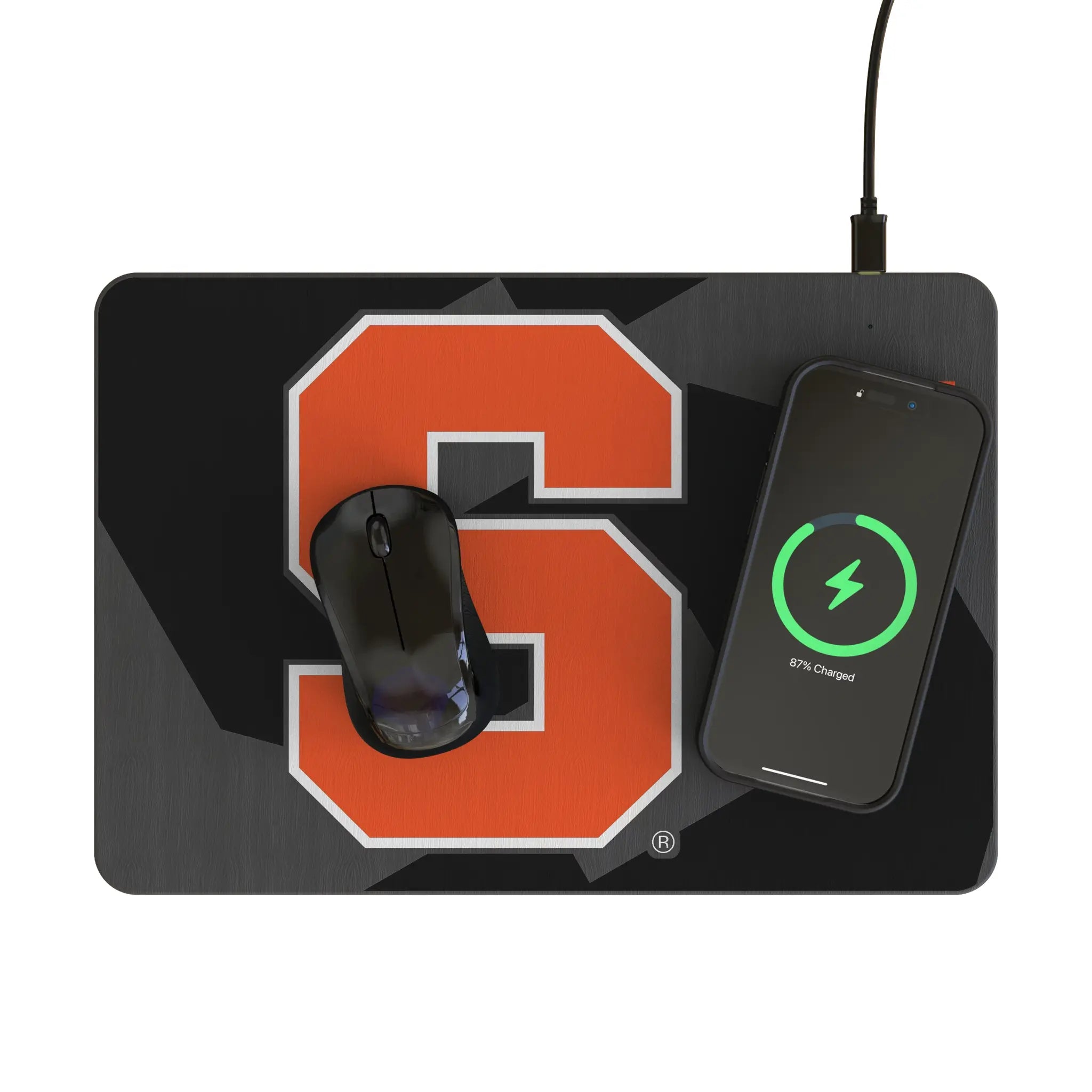 Syracuse University Orange Monocolor Tilt 15-Watt Wireless Charger and Mouse Pad