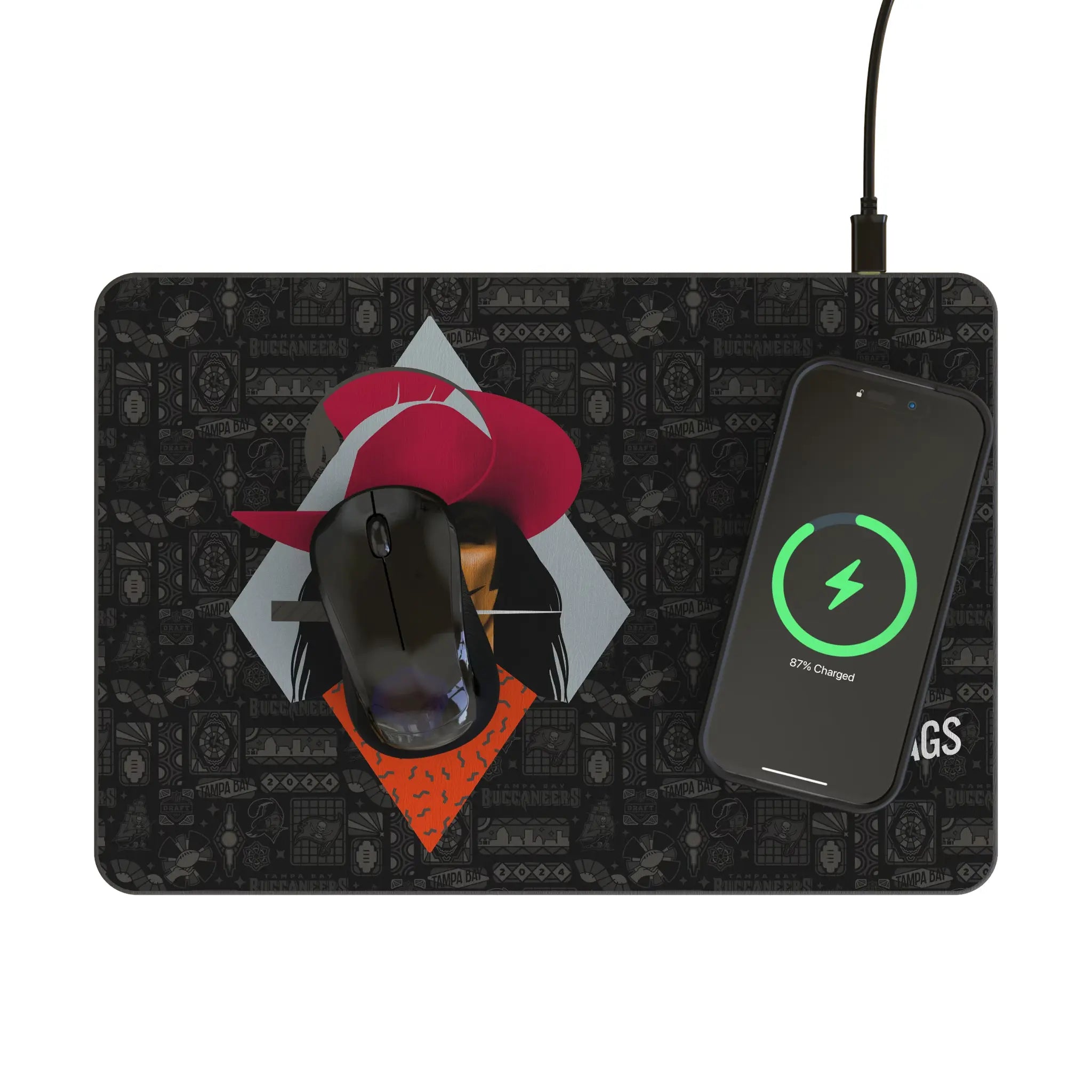 Tampa Bay Buccaneers 2024 Edition 15-Watt Wireless Charger and Mouse Pad