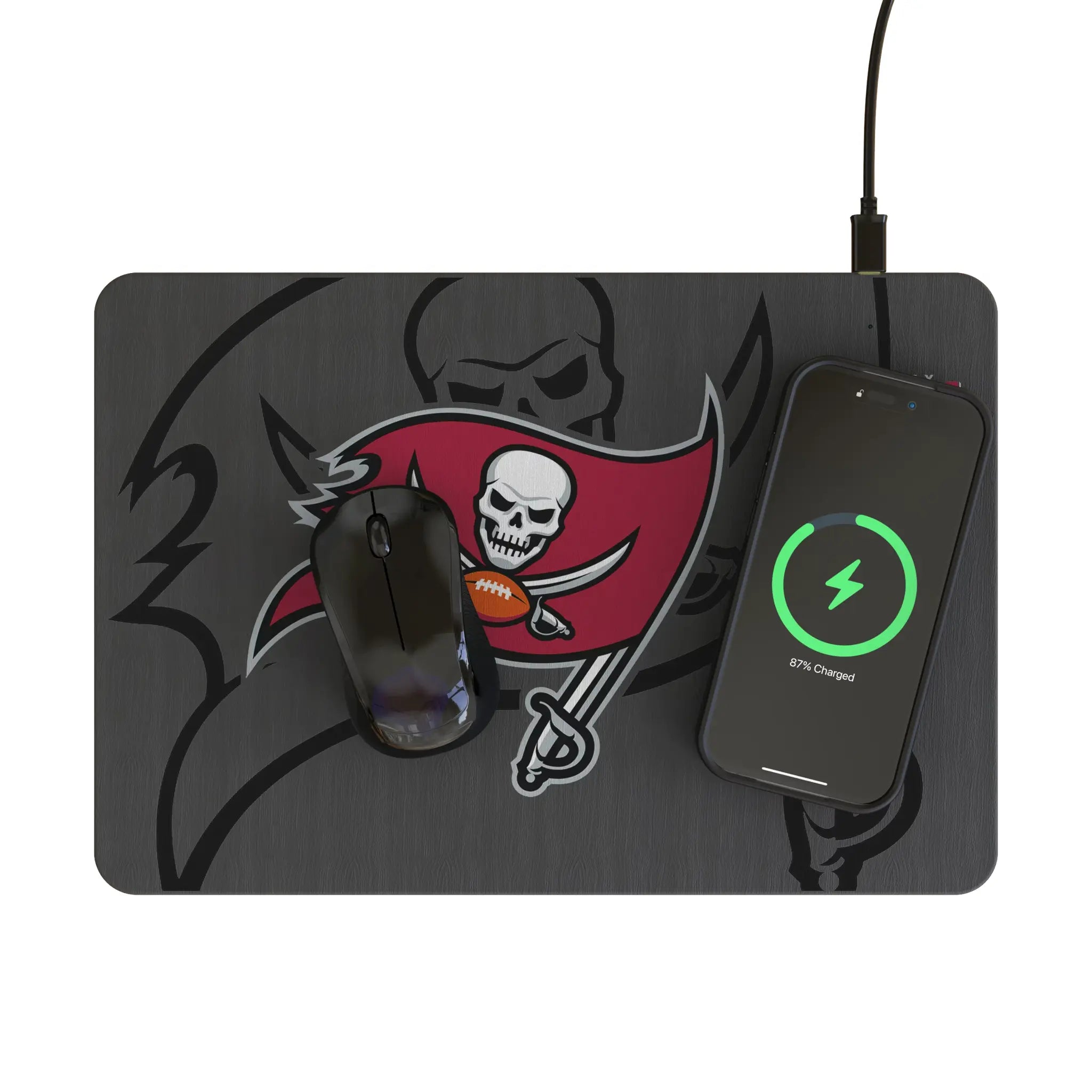 Tampa Bay Buccaneers Monocolor Tilt 15-Watt Wireless Charger and Mouse Pad