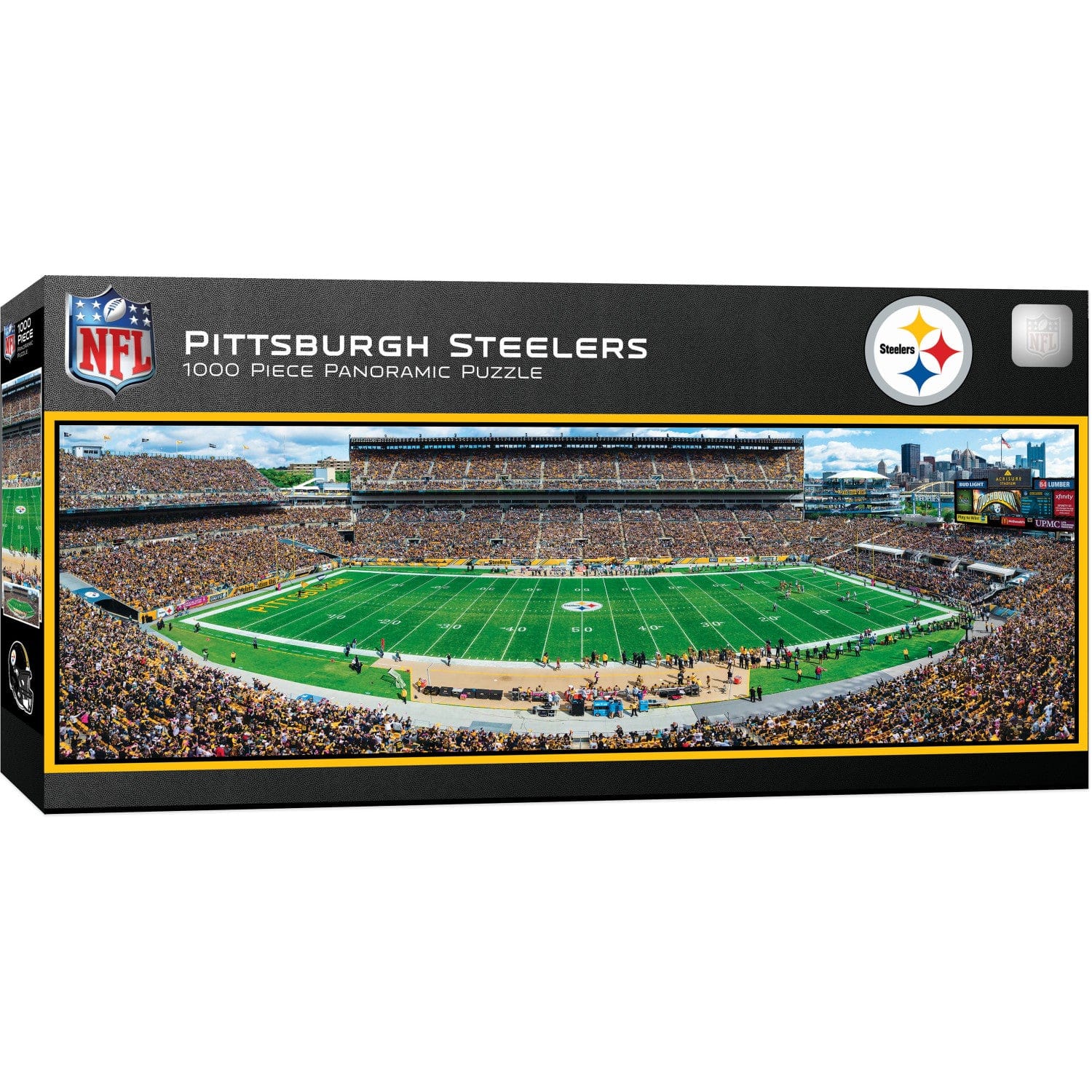 Pittsburgh Steelers 1000 Piece Panoramic Jigsaw Puzzle - Center View - Sports Gifts, Sports Memorabilia, Sports Collectibles, Fan Shop