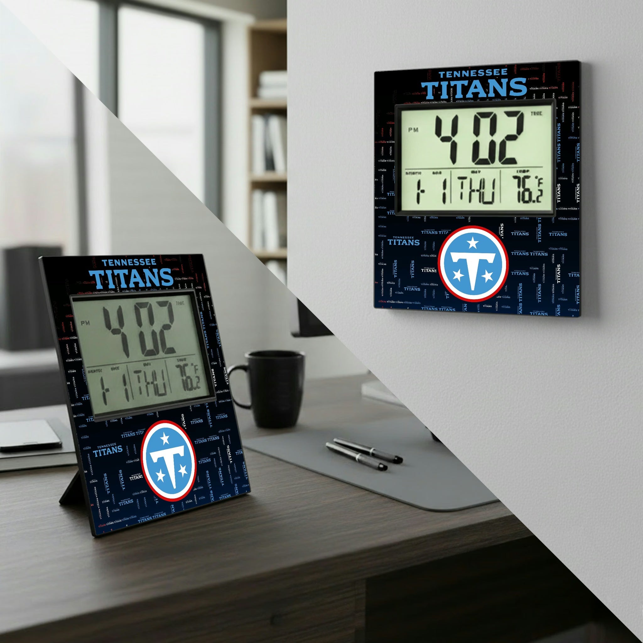 Tennessee Titans Quadtile Wall Clock - Sports Gifts, Sports Memorabilia, Sports Collectibles, Fan Shop