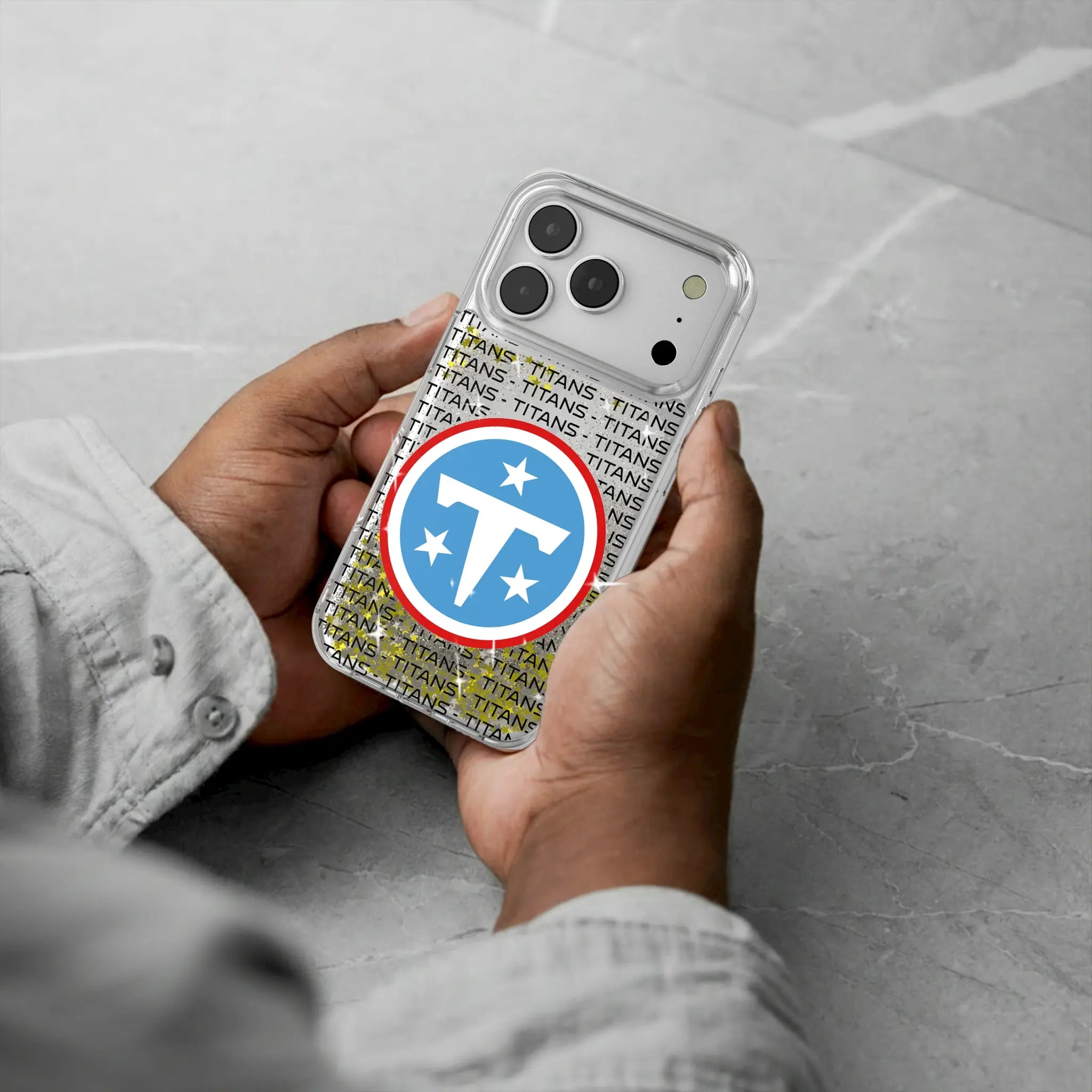 Tennessee Titans Text Backdrop Glitter Phone Case
