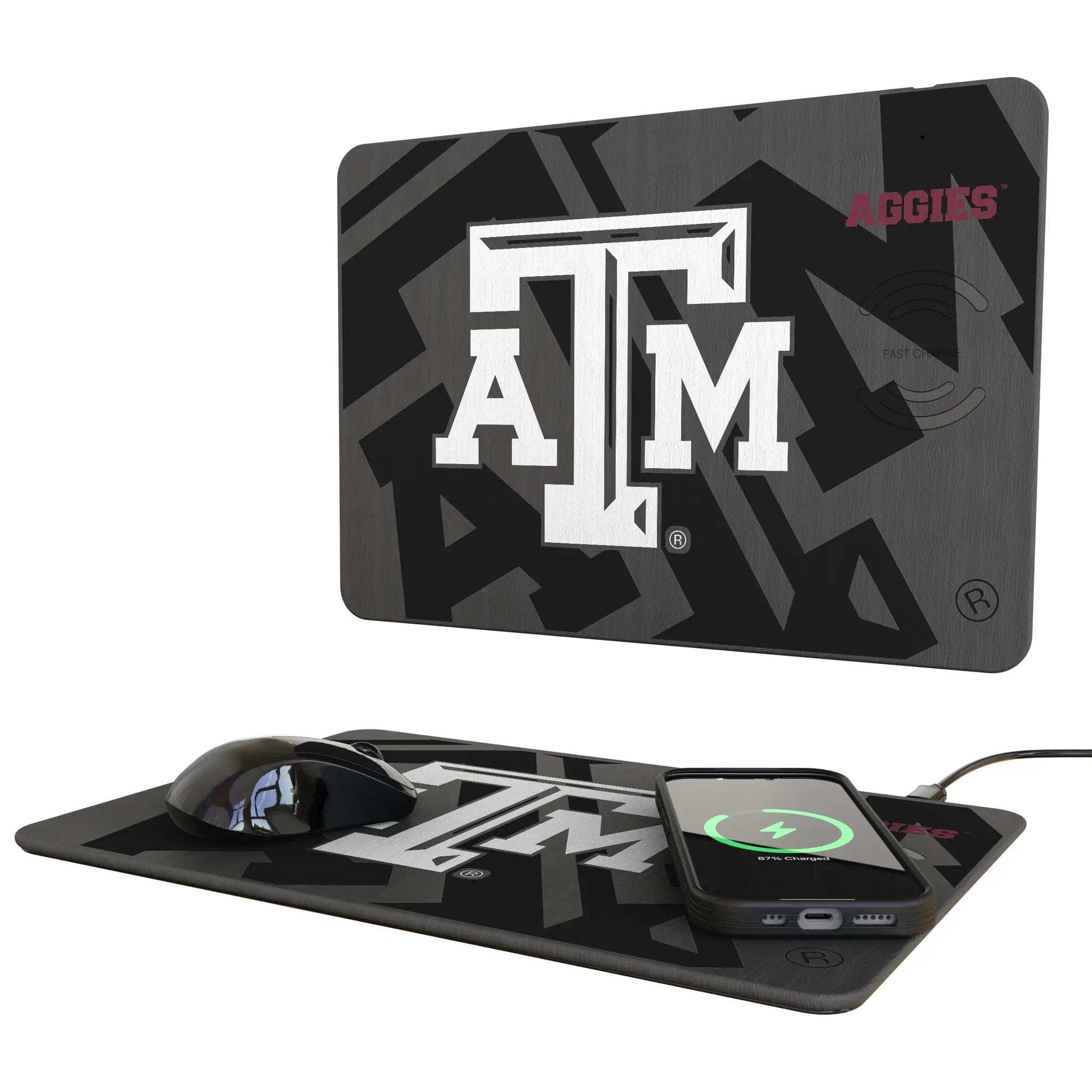 Texas A&M University Aggies Monocolor Tilt 15-Watt Wireless Charger and Mouse Pad